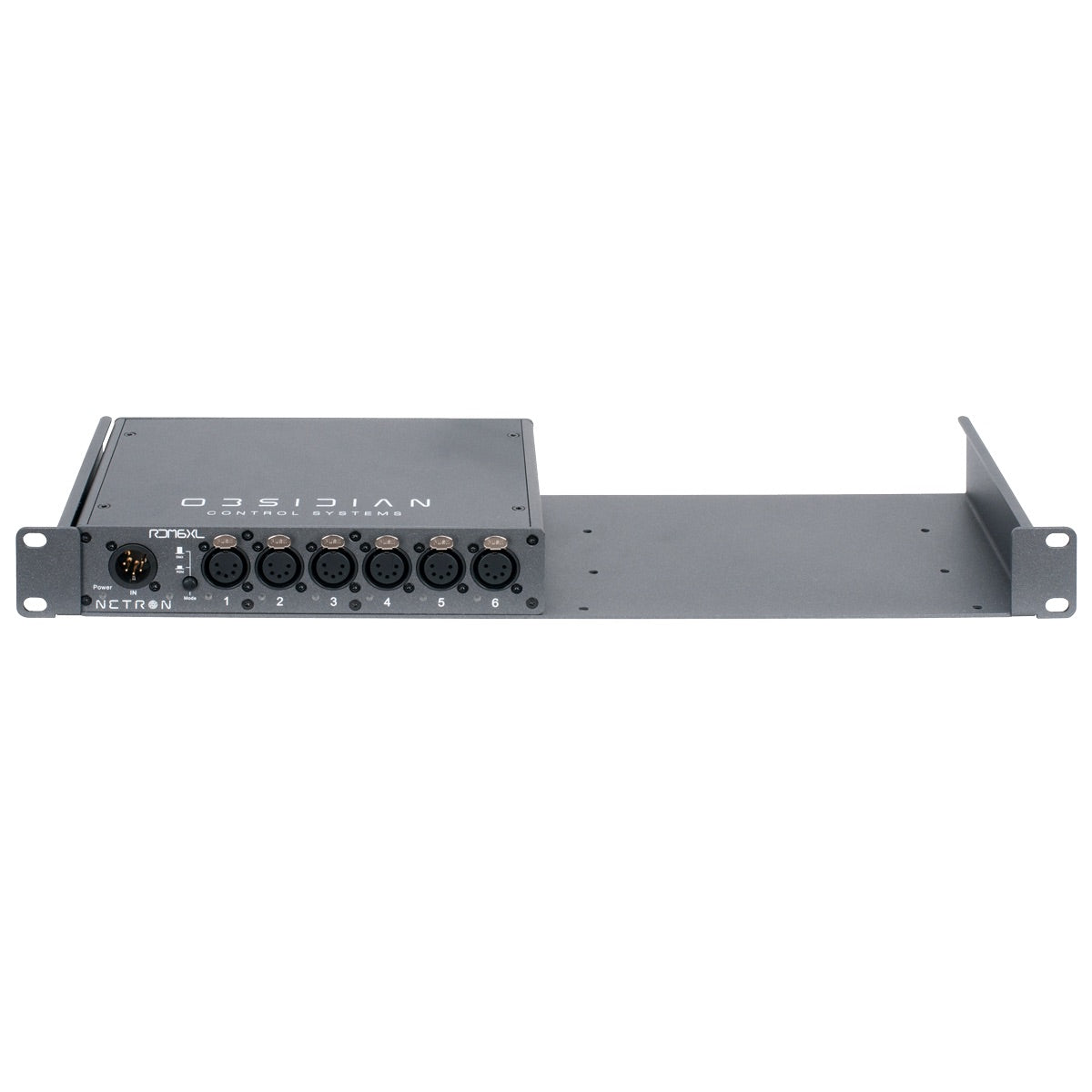 Obsidian Netron NetShelf - 19" Rack Shelf for Netron Half-rack Devices, shown with RDM 6XL