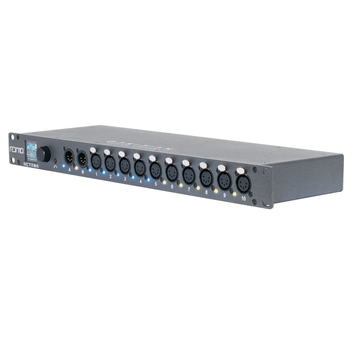 Obsidian Netron RDM 10 - 10-port 5-pin XLR DMX/RDM A-B Artnet Splitter, left