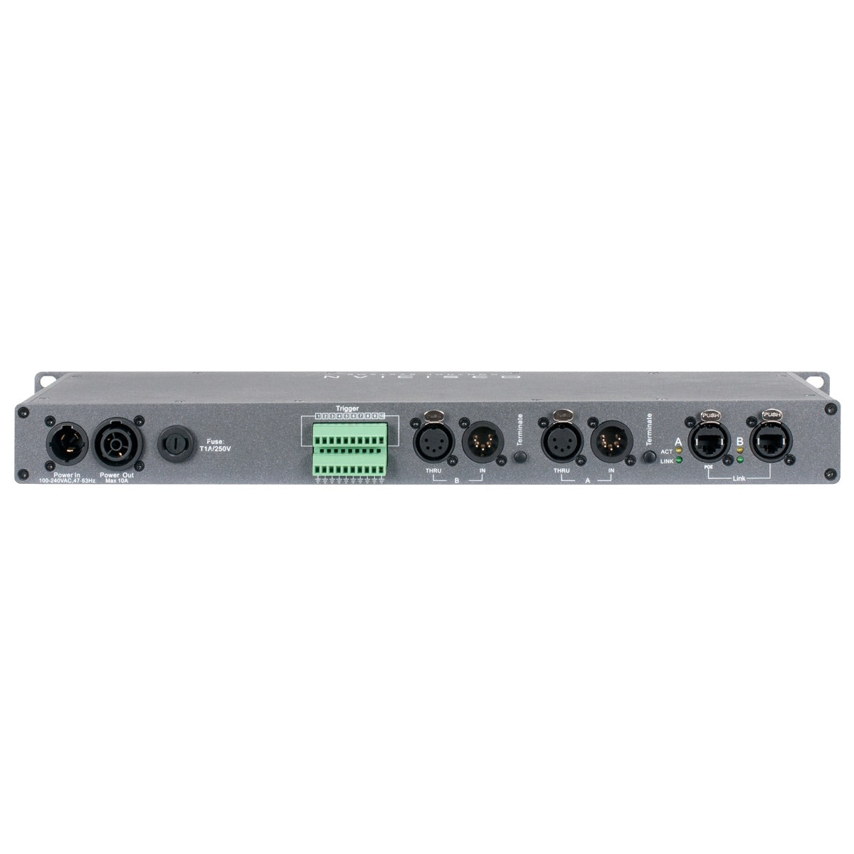 Obsidian Netron RDM 10 - 10-port 5-pin XLR DMX/RDM A-B Artnet Splitter, rear