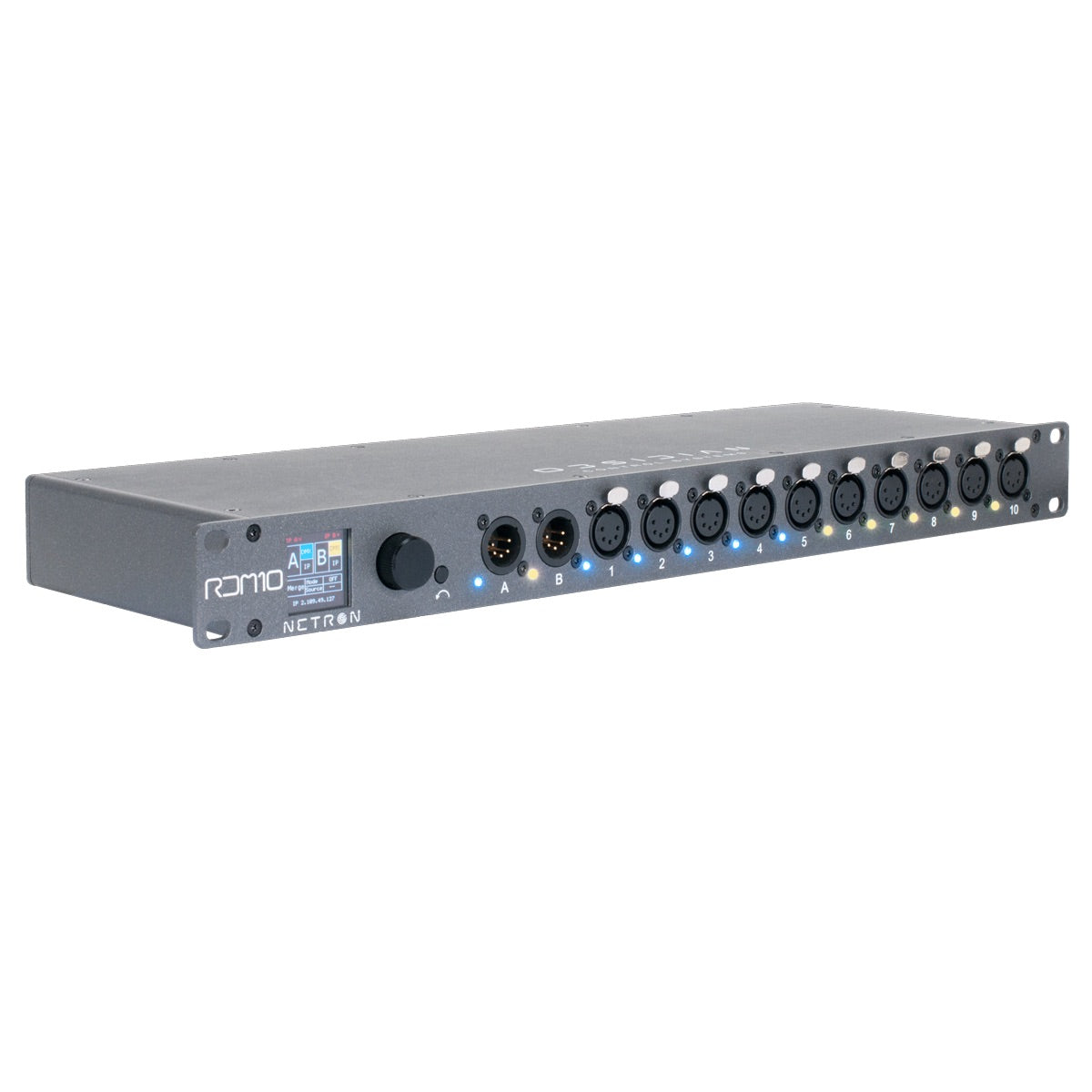 Obsidian Netron RDM 10 - 10-port 5-pin XLR DMX/RDM A-B Artnet Splitter, right