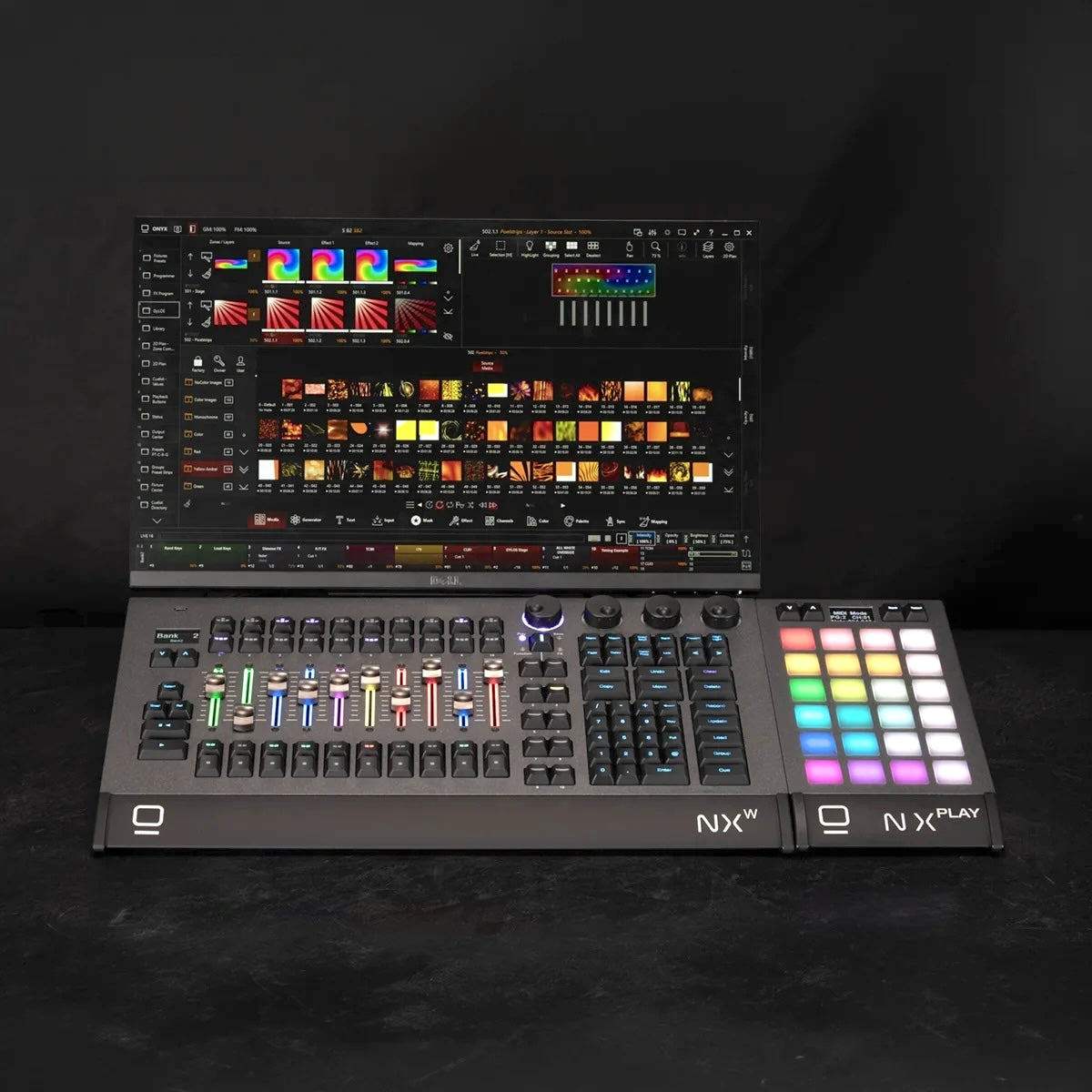 Obsidian ONYX NX Play - Button-Based Playback Expansion Module, connected to the NX W.