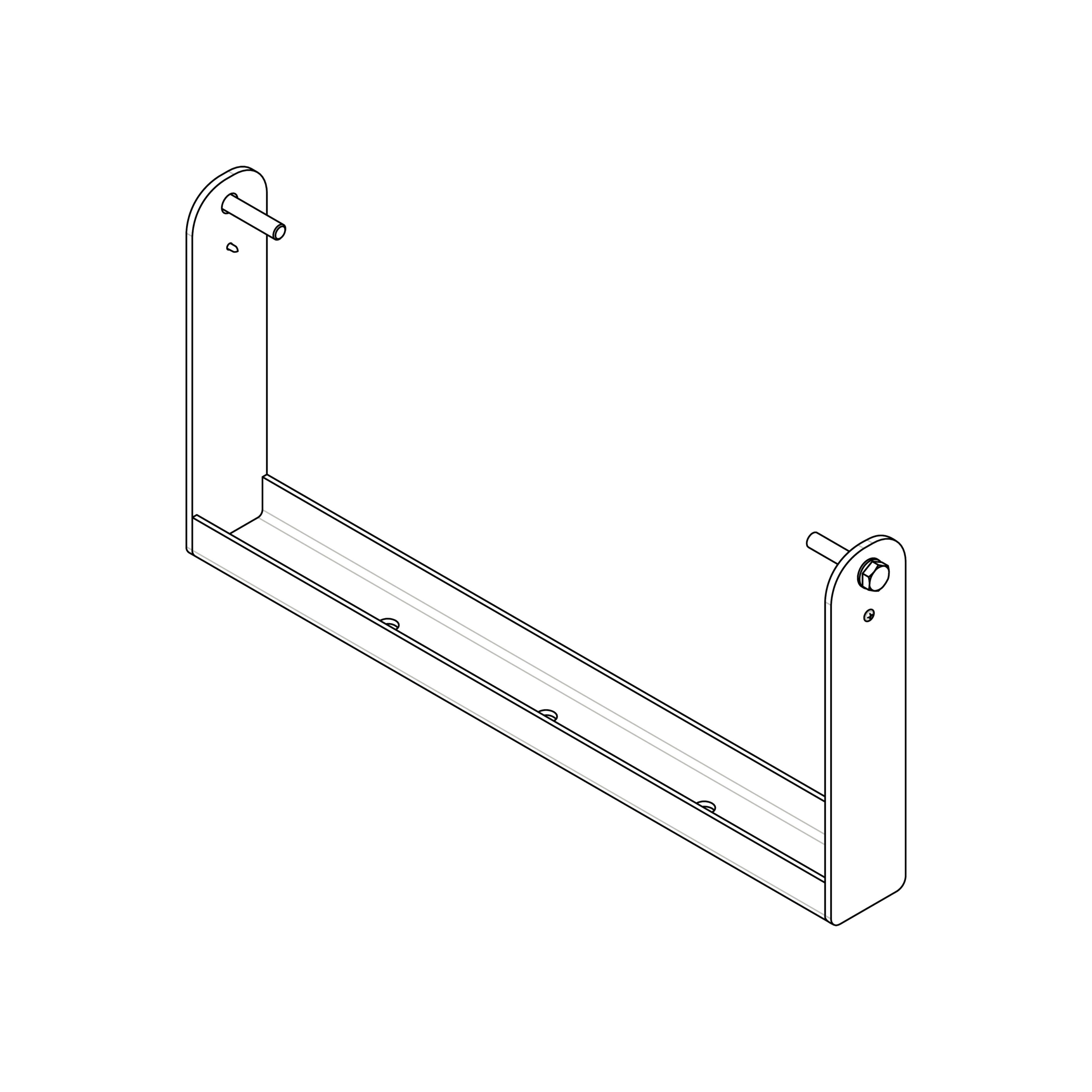 Optimal Audio UB4-B - U Bracket D for Cuboid 15 Loudspeaker, drawing