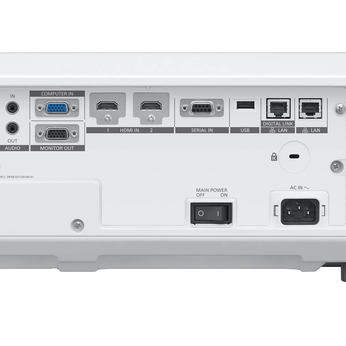 Panasonic PT-FRQ60 - 1-Chip DLP 4K Laser Projector, side closeup