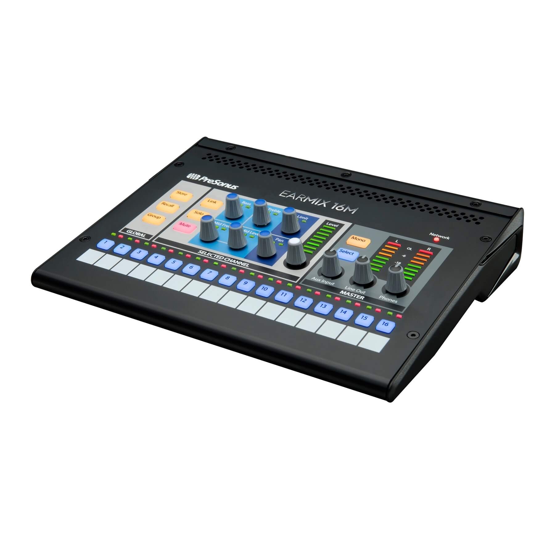 PreSonus EarMix 16M - 16-Channel Personal Monitor Mixer, angle