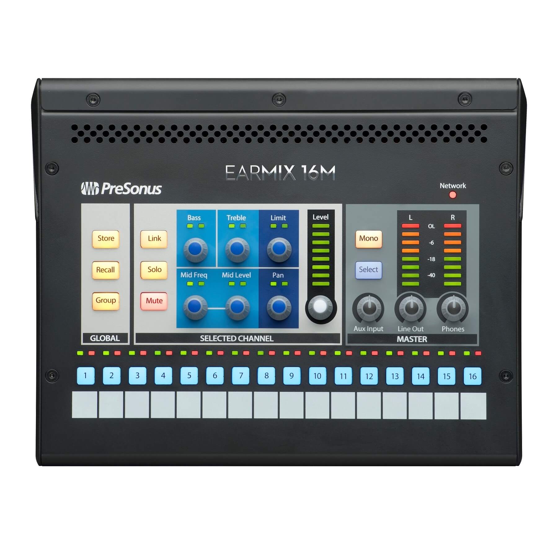 PreSonus EarMix 16M - 16-Channel Personal Monitor Mixer, top