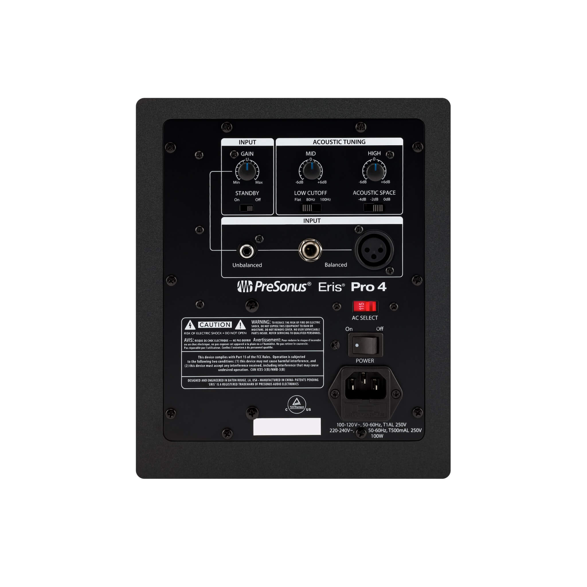 PreSonus Eris Pro 4 - 4-inch Active High-Definition Coaxial Monitor, rear
