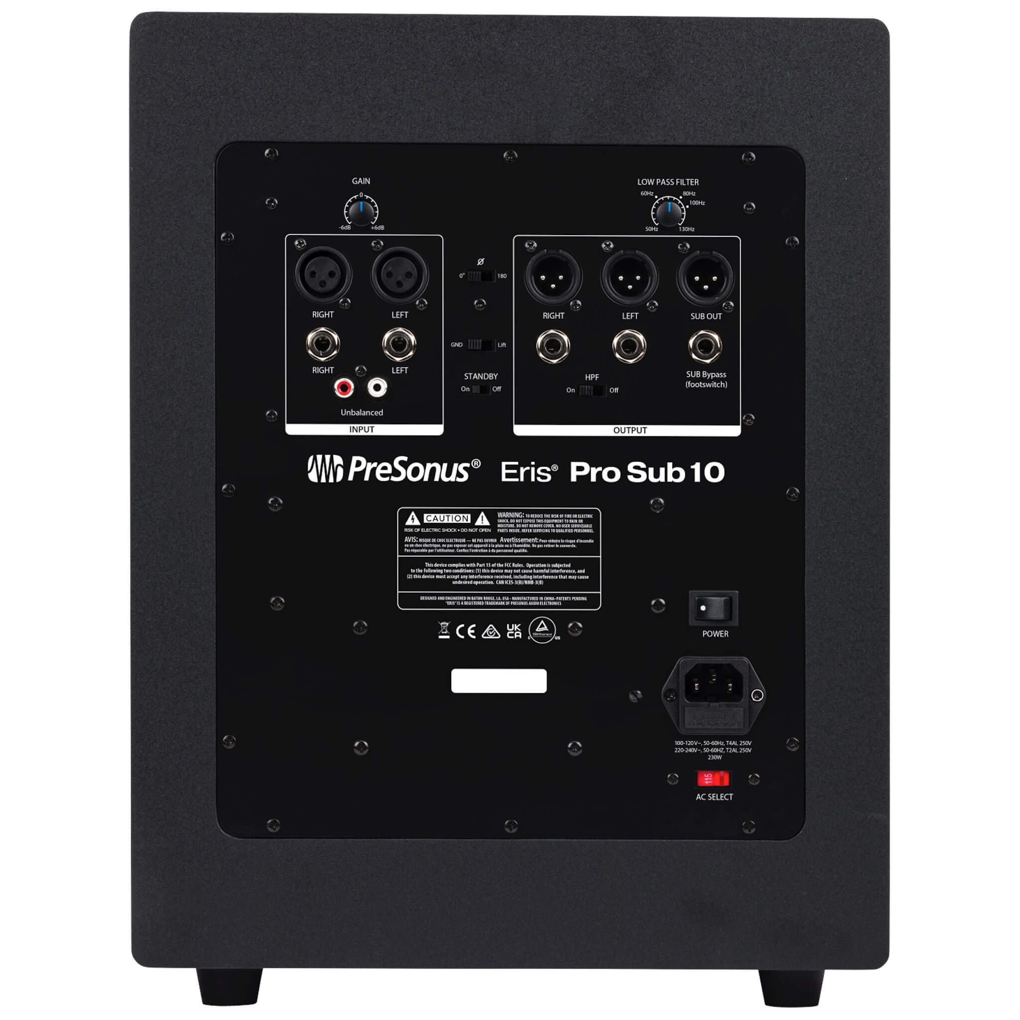 PreSonus Eris Pro Sub 10 - 10-inch Active Studio Subwoofer, rear