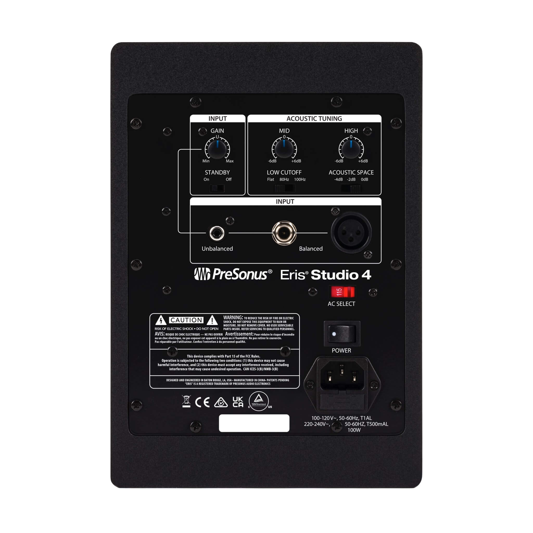 PreSonus Eris Studio 4 - 4-inch Active High-Definition Studio Monitor, rear