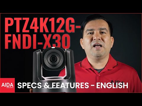 AIDA Imaging PTZ4K12G-FNDI-X30 - 4K Auto-tracking PTZ Camera with 30x optical zoom and NDI|HX3. YouTube video