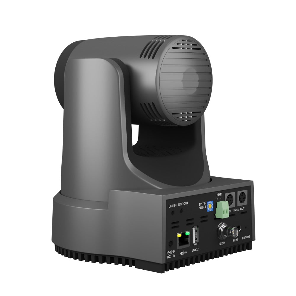 PTZOptics Move 4K - Ultra HD Auto-tracking PTZ Camera, gray, left rear