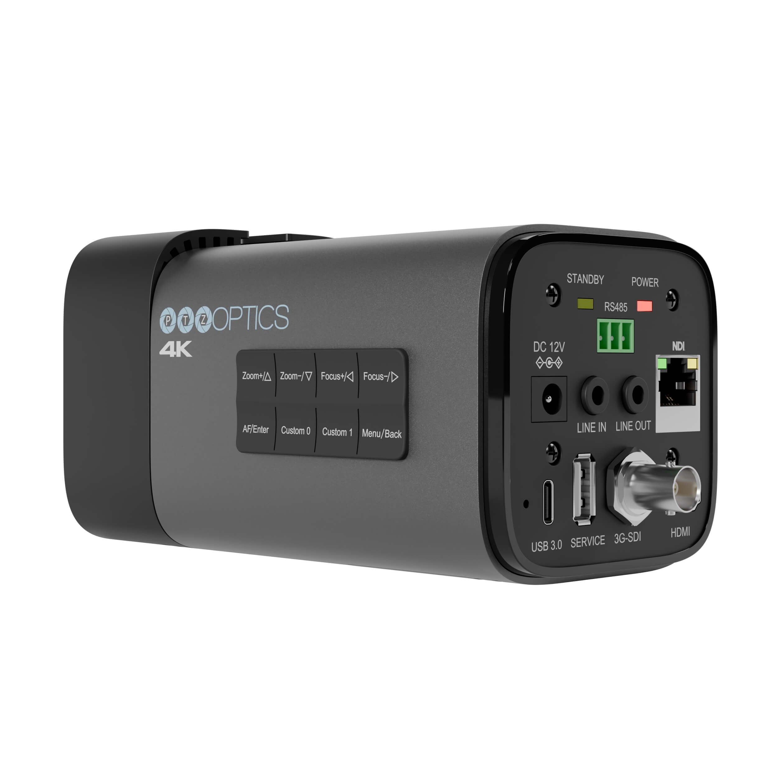 PTZOptics Studio 4K - 4K Streaming Camera with 12x Optical Zoom (gray), back left