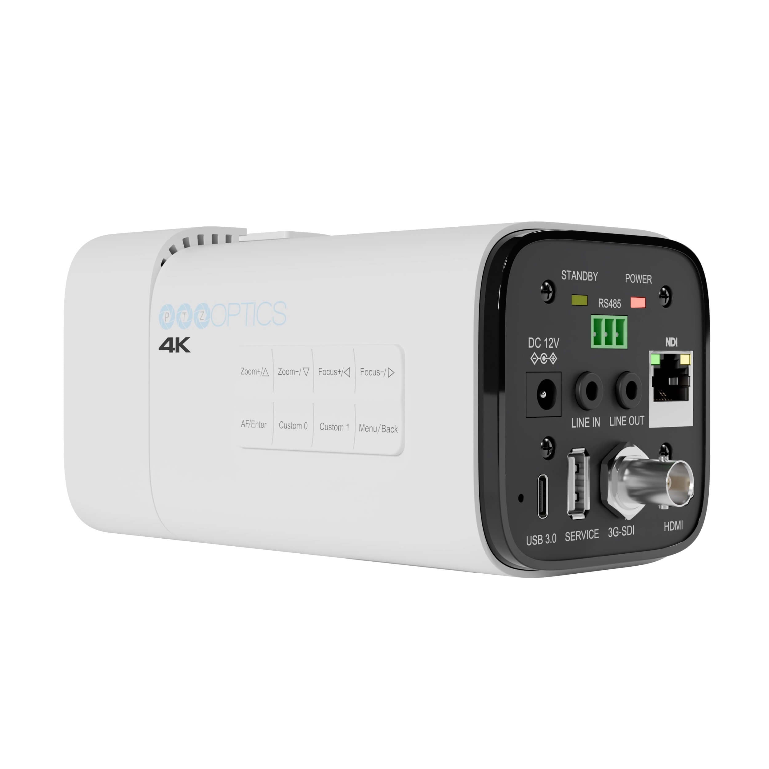 PTZOptics Studio 4K - 4K Streaming Camera with 12x Optical Zoom (white), back left