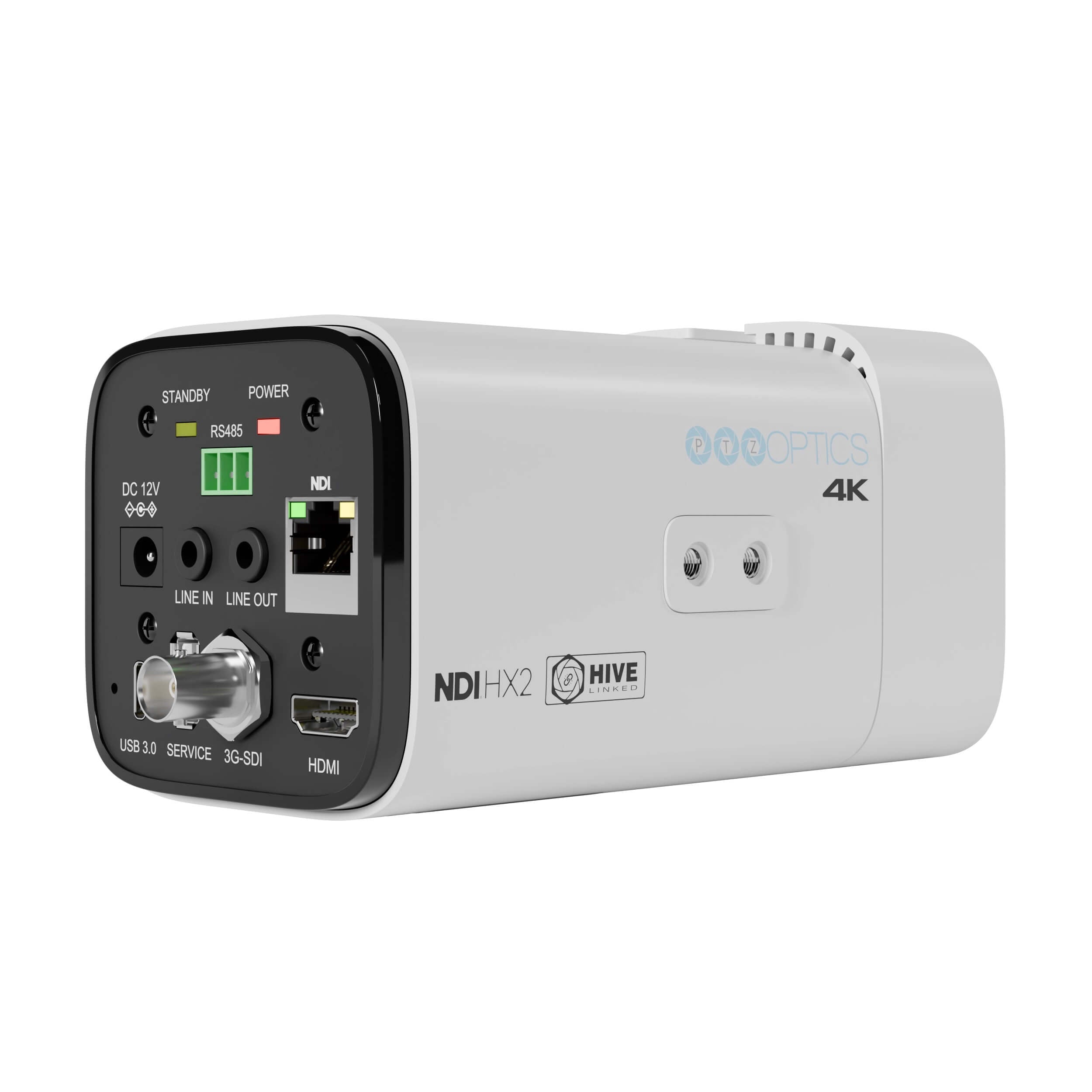 PTZOptics Studio 4K - 4K Streaming Camera with 12x Optical Zoom (white), back right