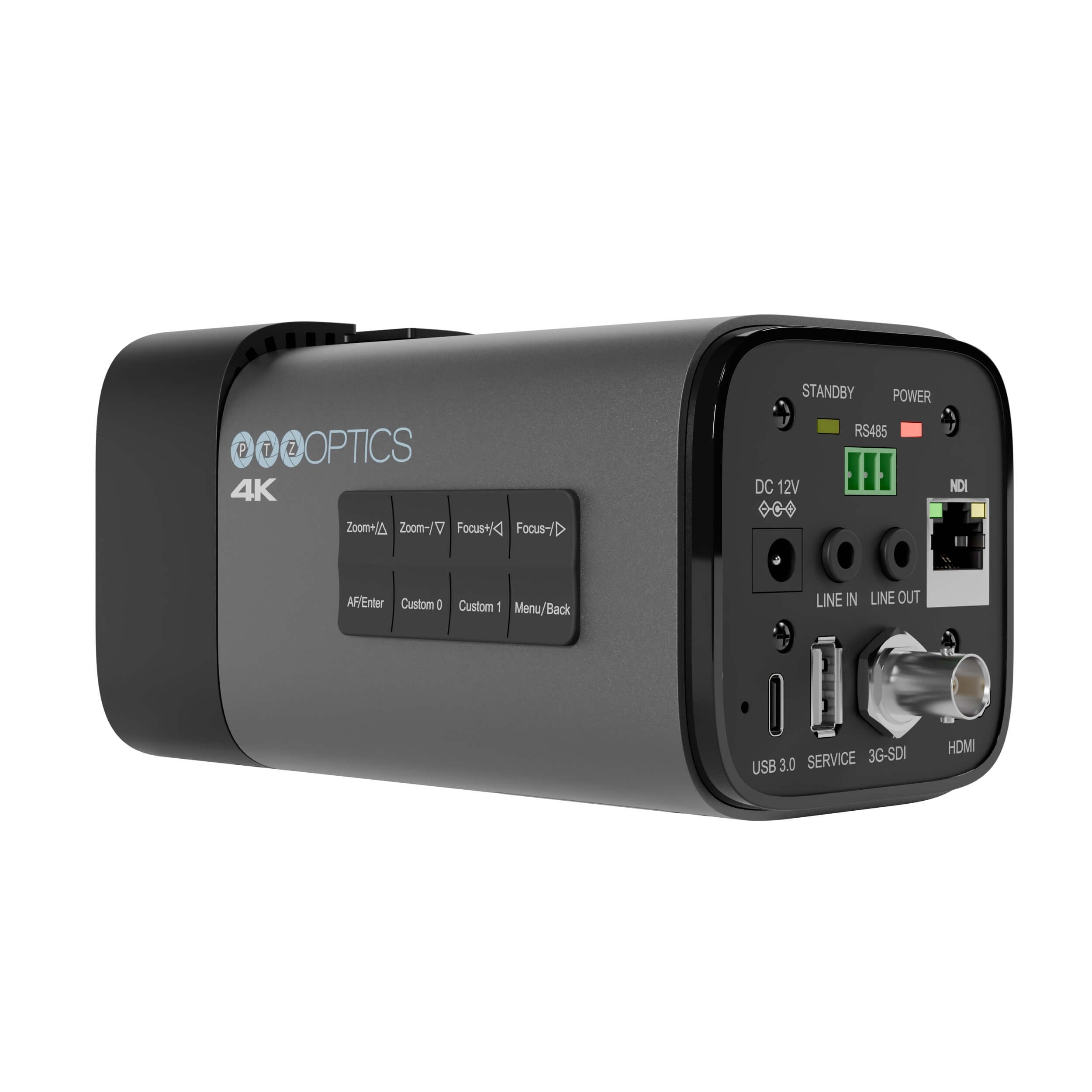 PTZOptics Studio 4K - 4K Streaming Camera with 20x Optical Zoom (gray), back left