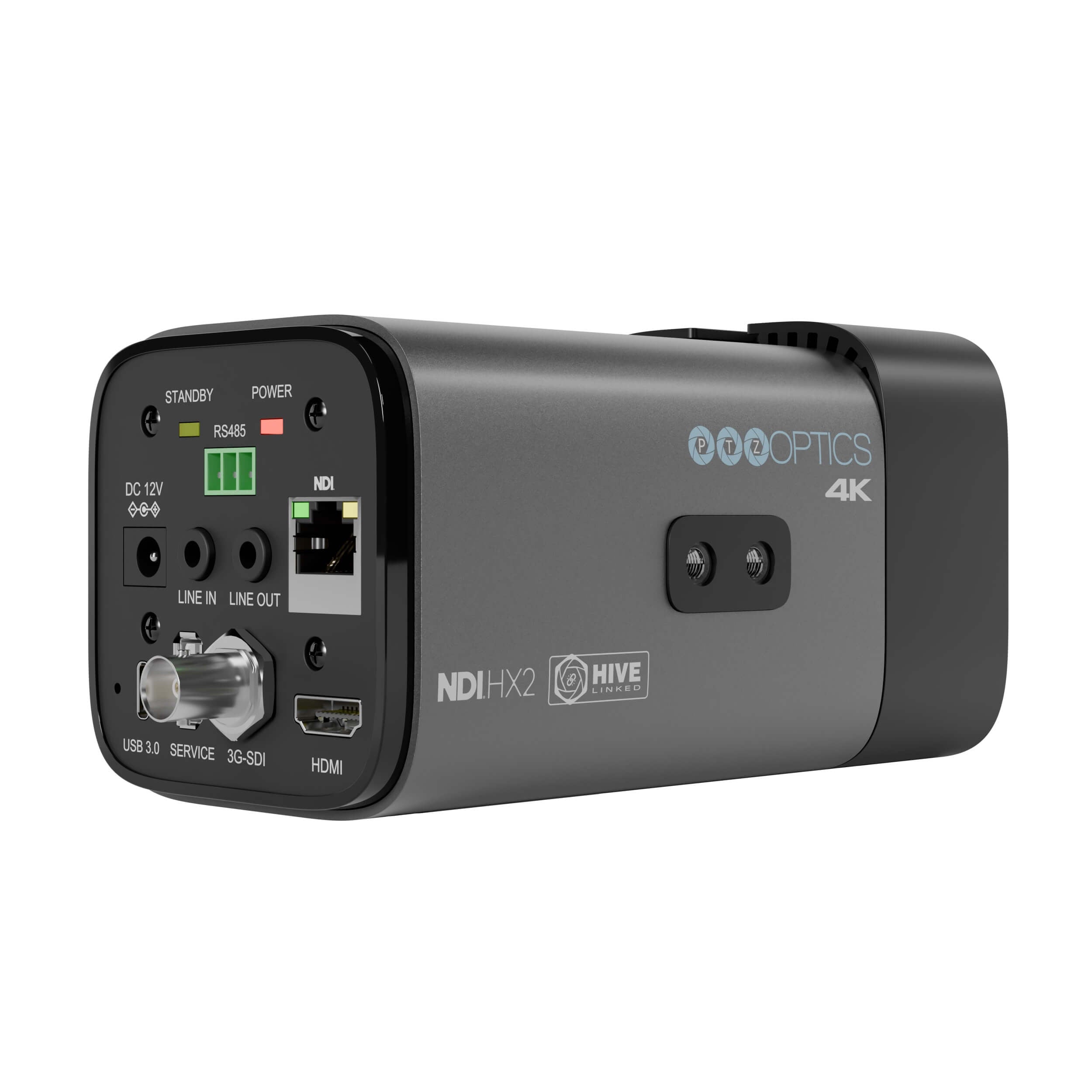 PTZOptics Studio 4K - 4K Streaming Camera with 20x Optical Zoom (gray), back right