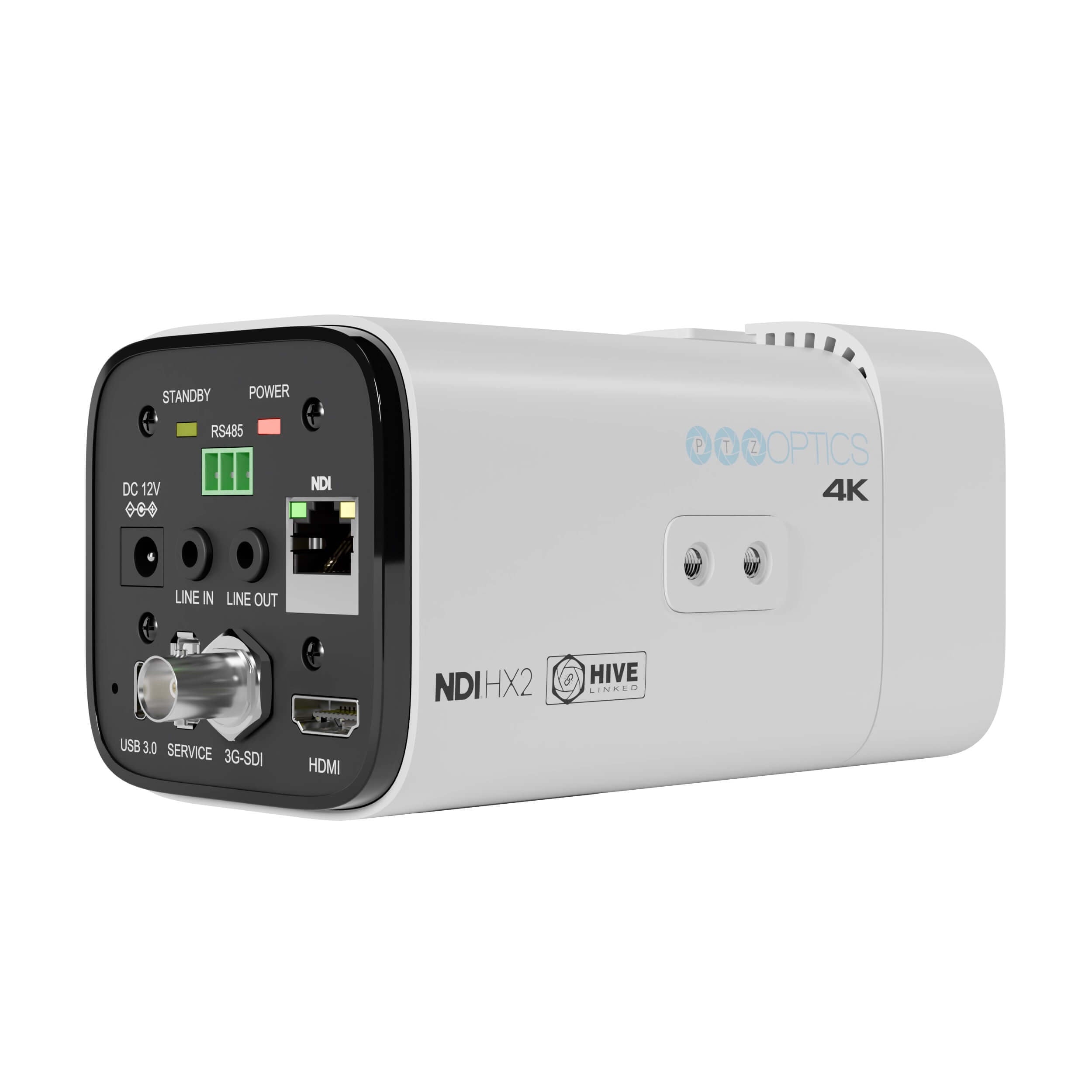 PTZOptics Studio 4K - 4K Streaming Camera with 20x Optical Zoom (white), back right