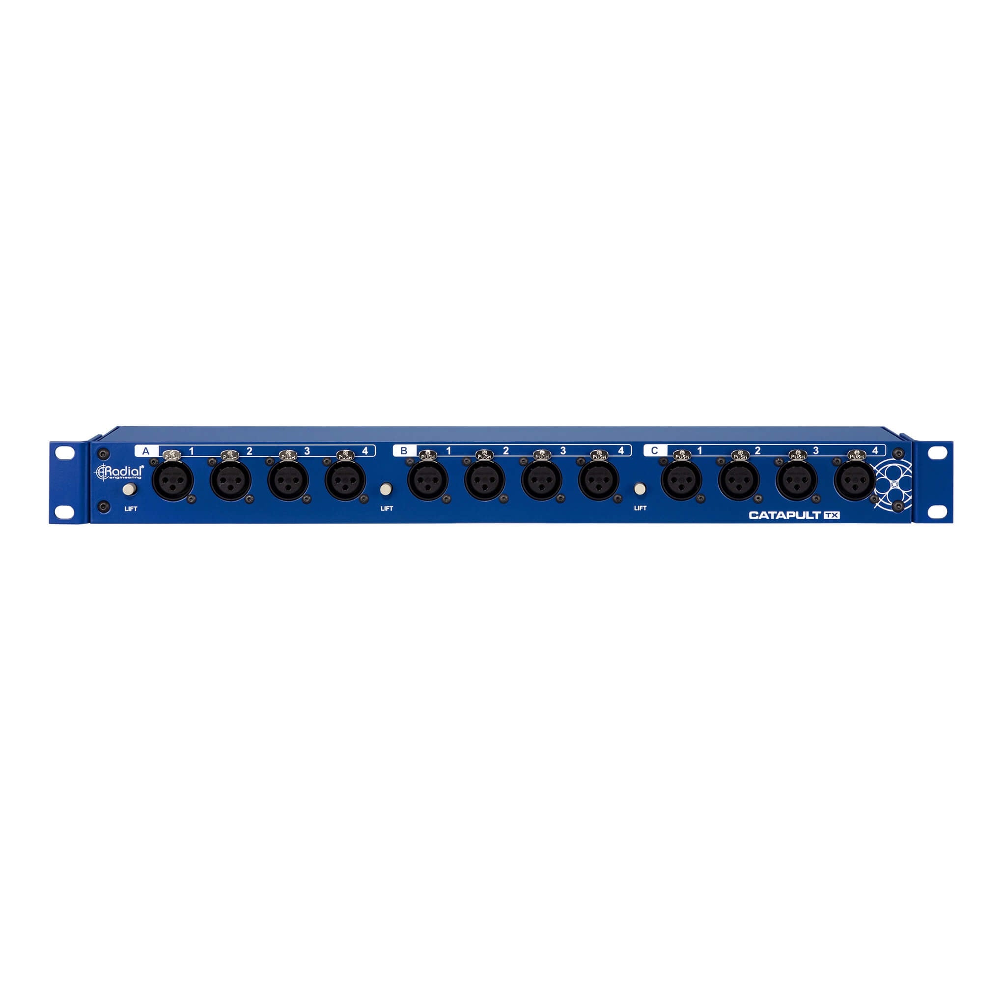 Radial Catapult Rack TX - 12-channel Cat 5 Analog Audio Snake Transmitter, front