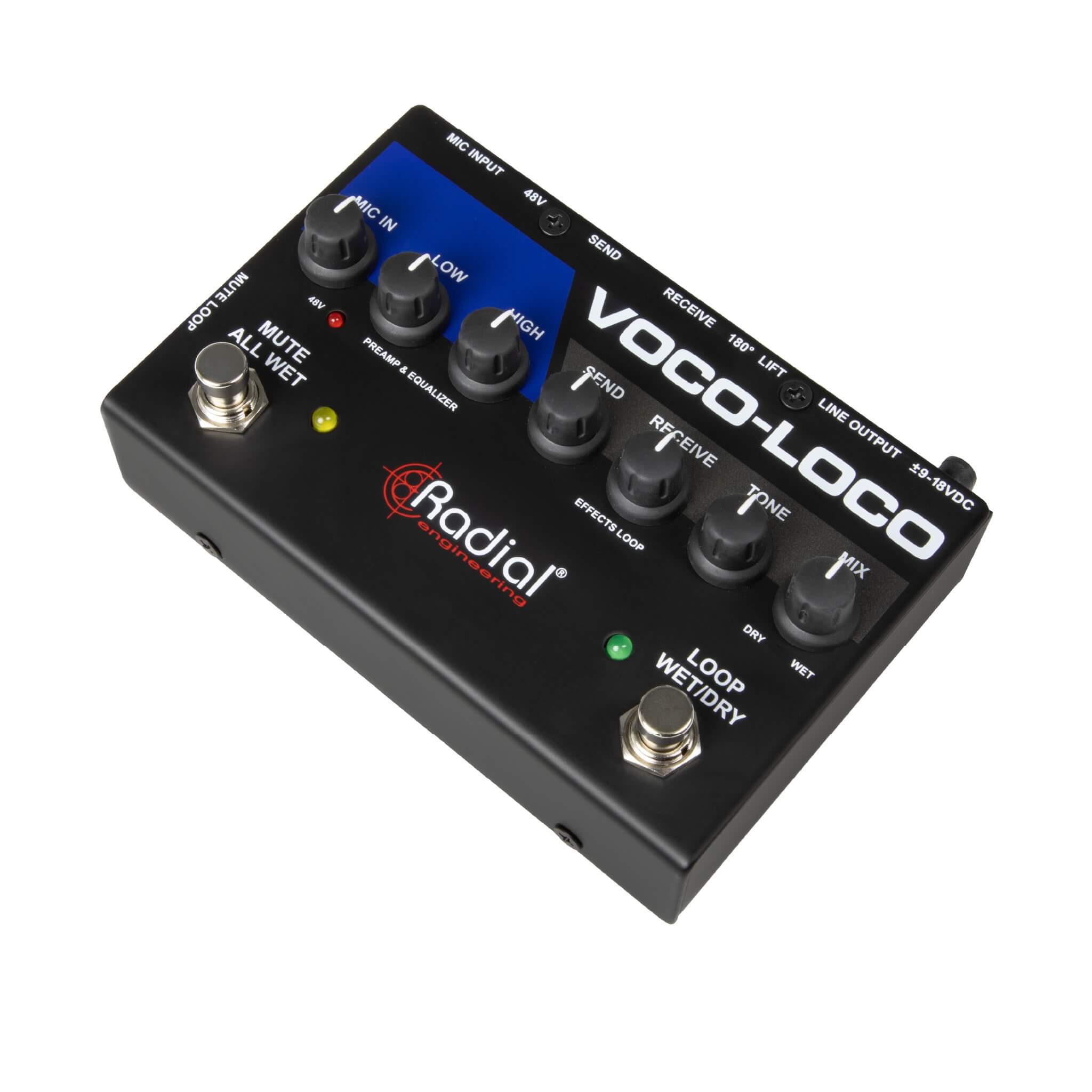 Radial Voco-Loco MK2 - Effects Switcher for Voice or Instrument, angled right