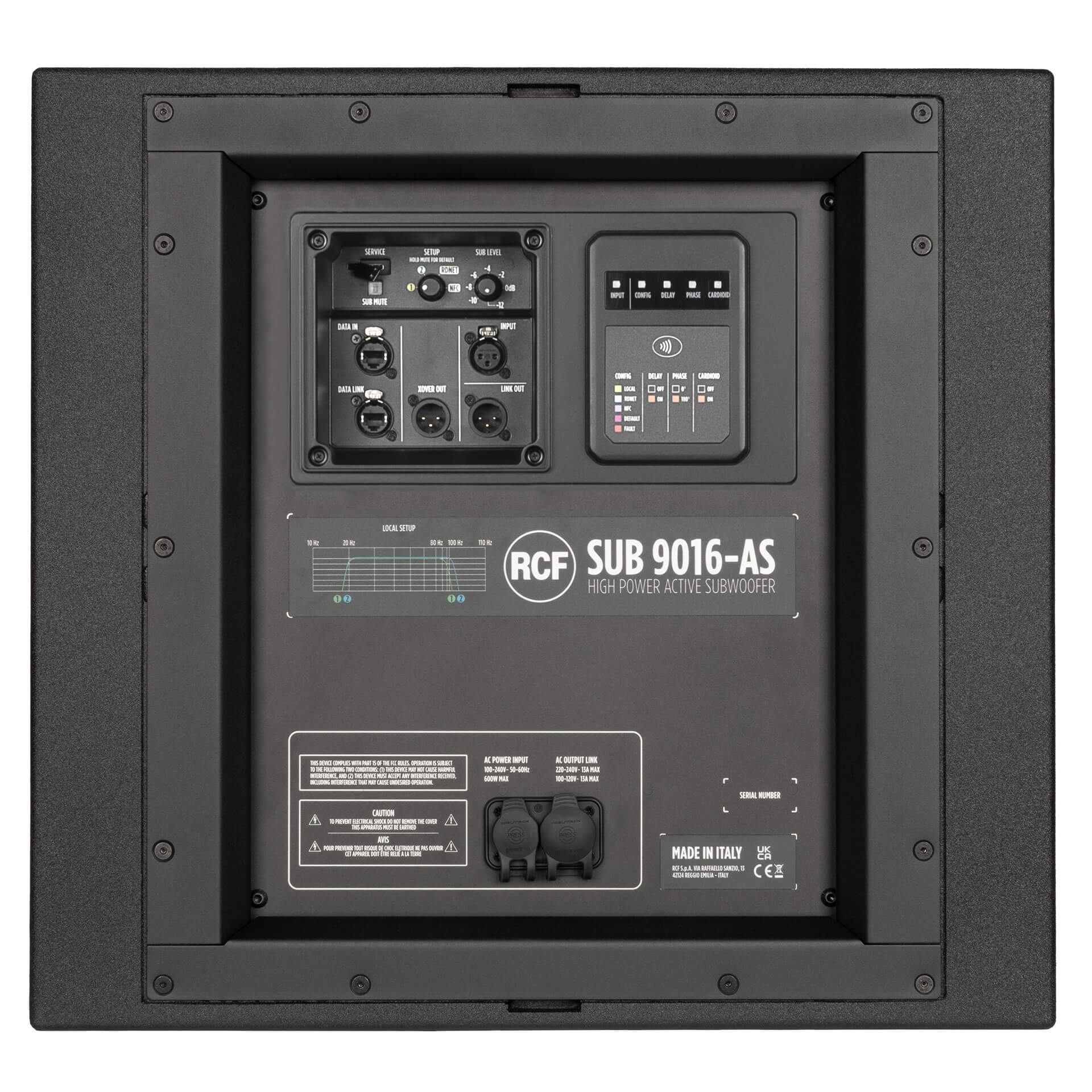 RCF SUB 9016-AS - Active 4000W 16" Subwoofer, back