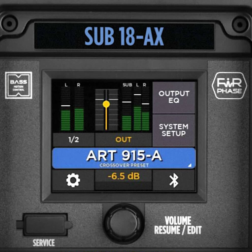 RCF Sub AX Series 2.4-inch color touch panel with rotary push encoder