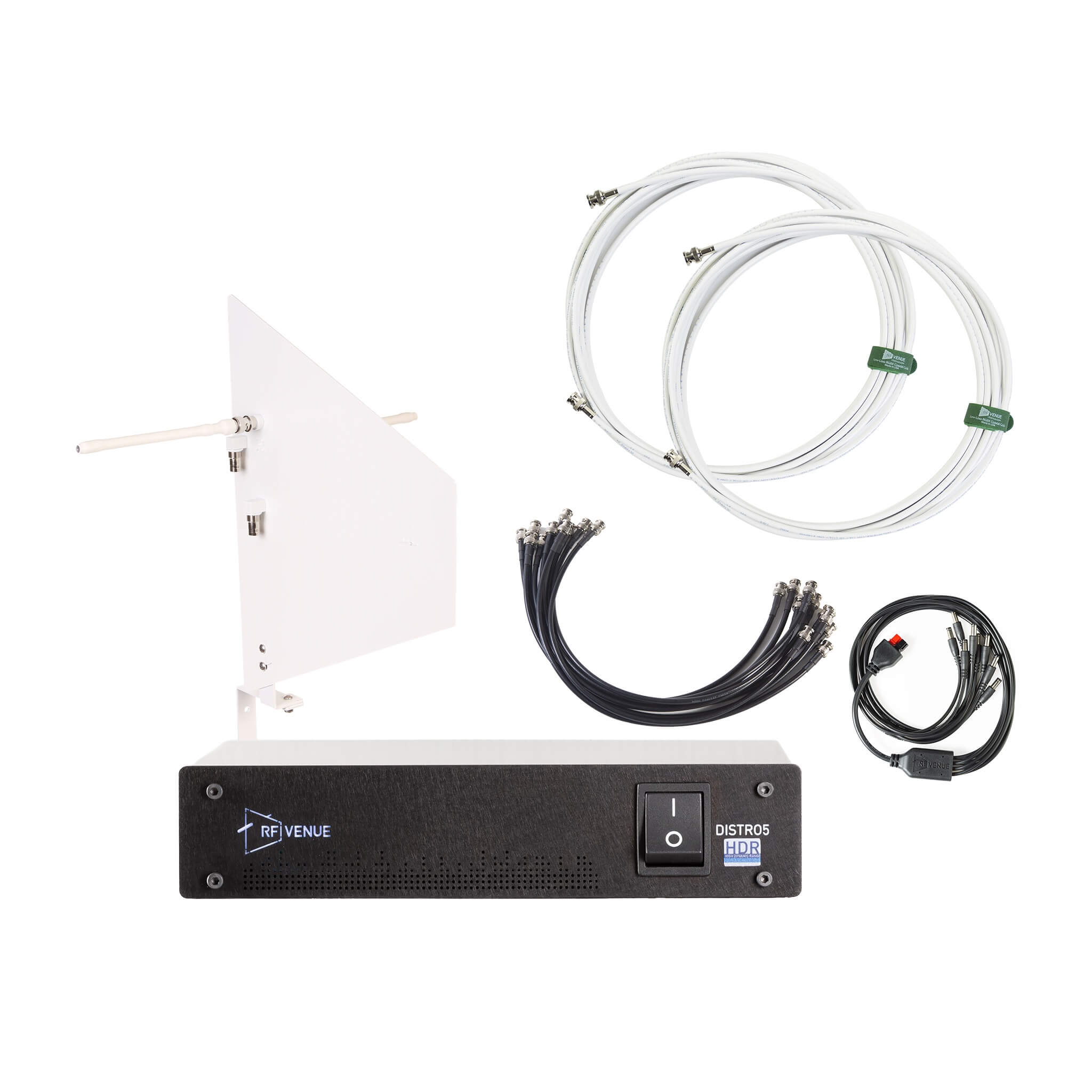 RF Venue 5-Channel Wireless Mic Pack, DFIN Wall-Mount Antenna, White