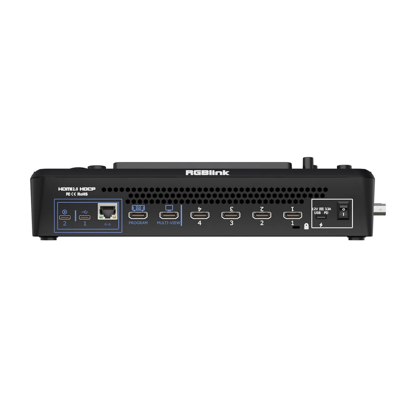 RGBlink mini-max - 4K All-in-One Video Switcher with PTZ Camera Control, rear