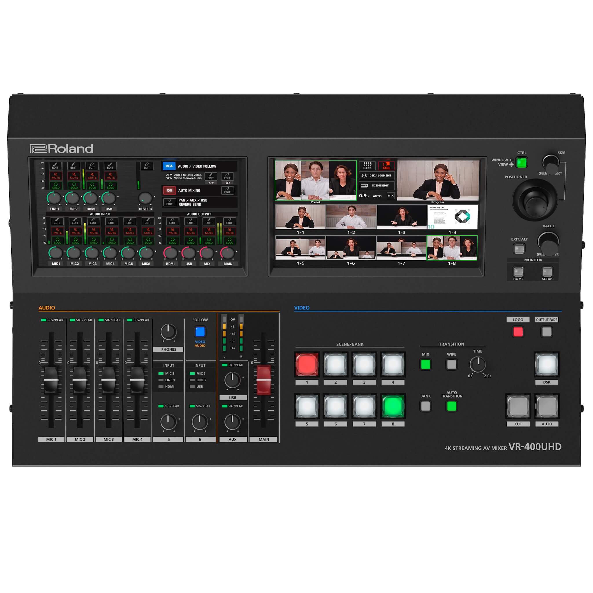 Roland VR-400UHD - 4K Direct Streaming AV Mixer with Dual Touchscreens