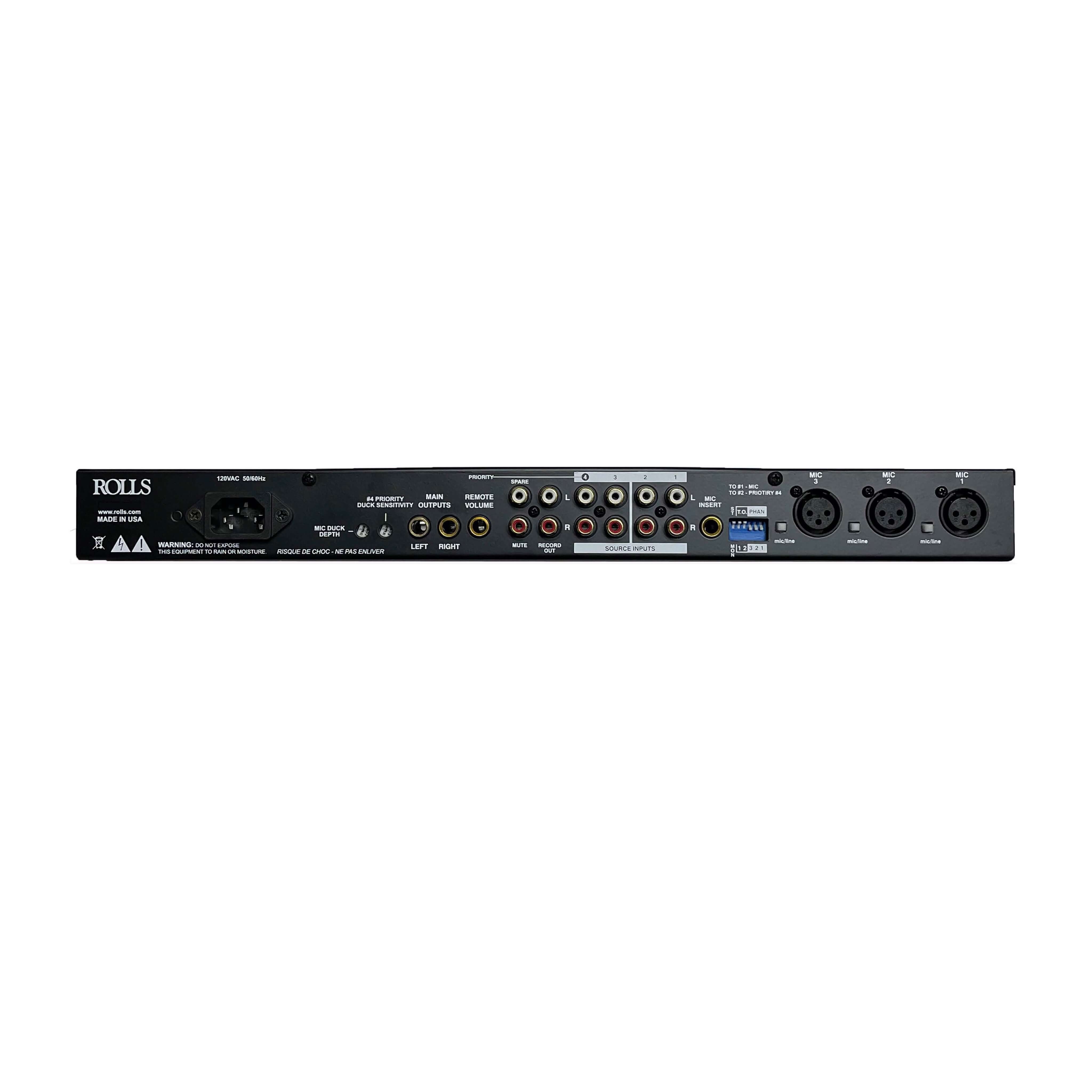 Rolls RM167 - Professional Mic/Line Audio Mixer with Bluetooth, rear
