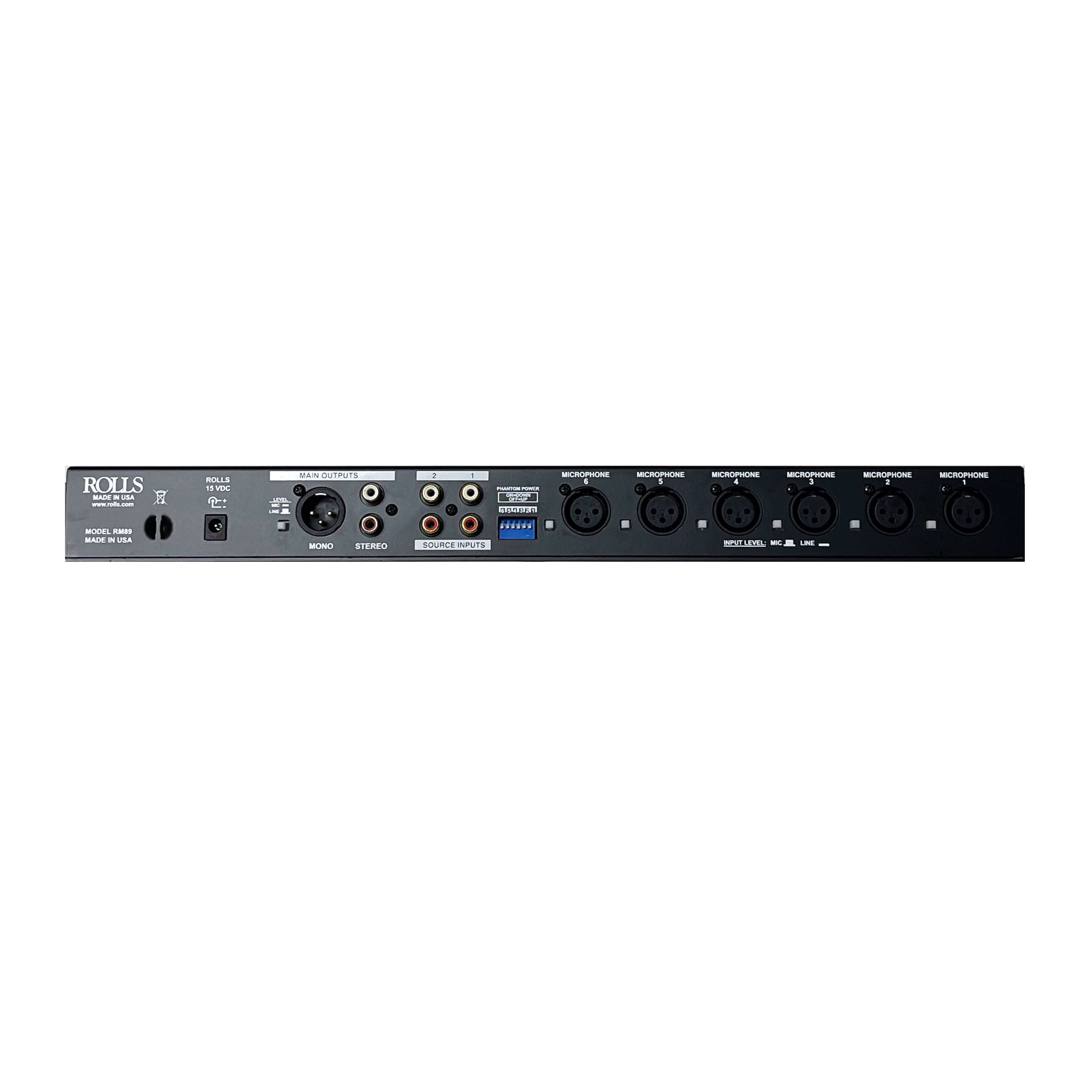 Rolls RM89 - Professional 8-Channel Mic/Line Audio Mixer, rear