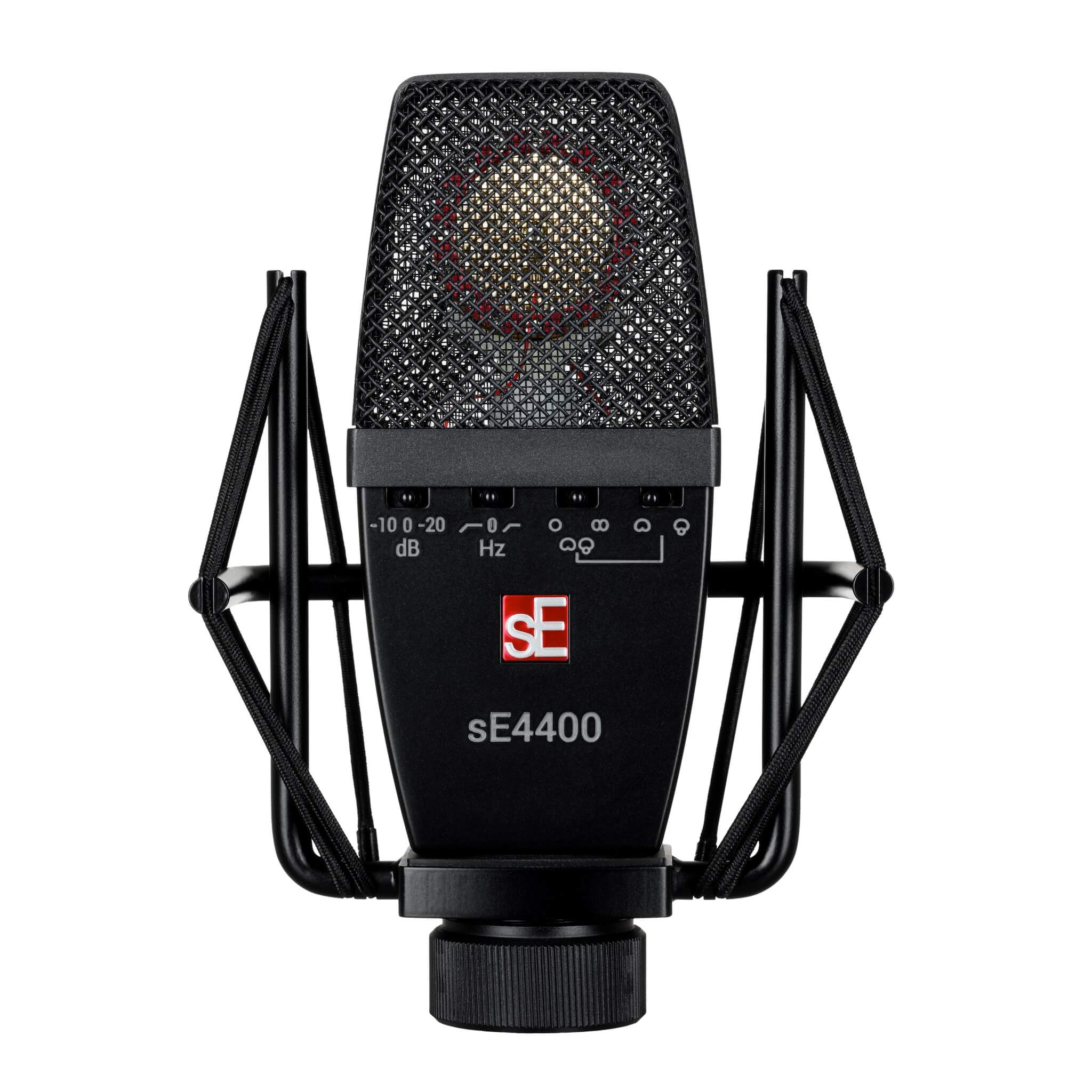 sE Electronics sE4400 - Multi Pattern Large Diaphragm Vintage Microphone, front with shockmount