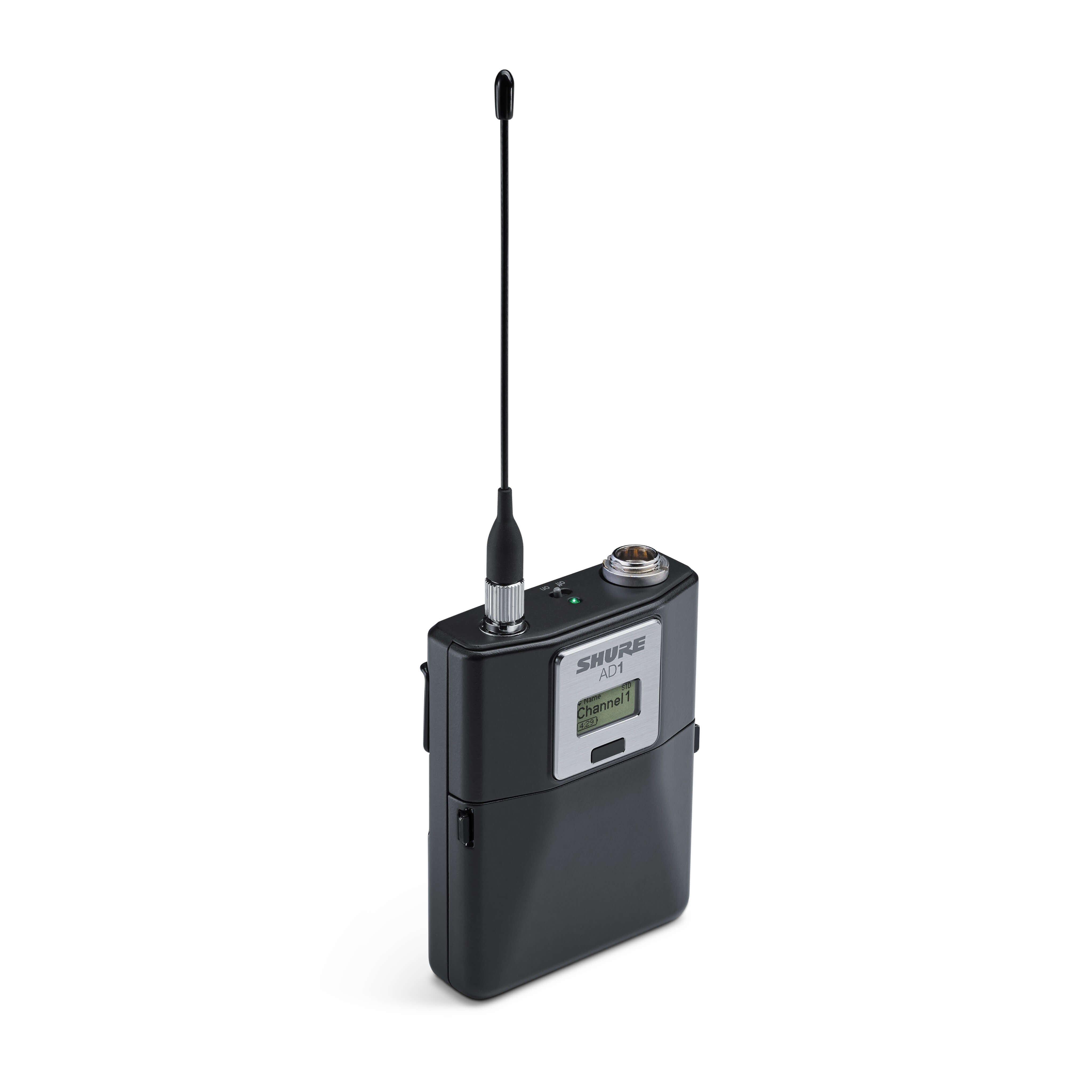 Shure AD1 - Axient Digital Wireless Bodypack Transmitter, angle