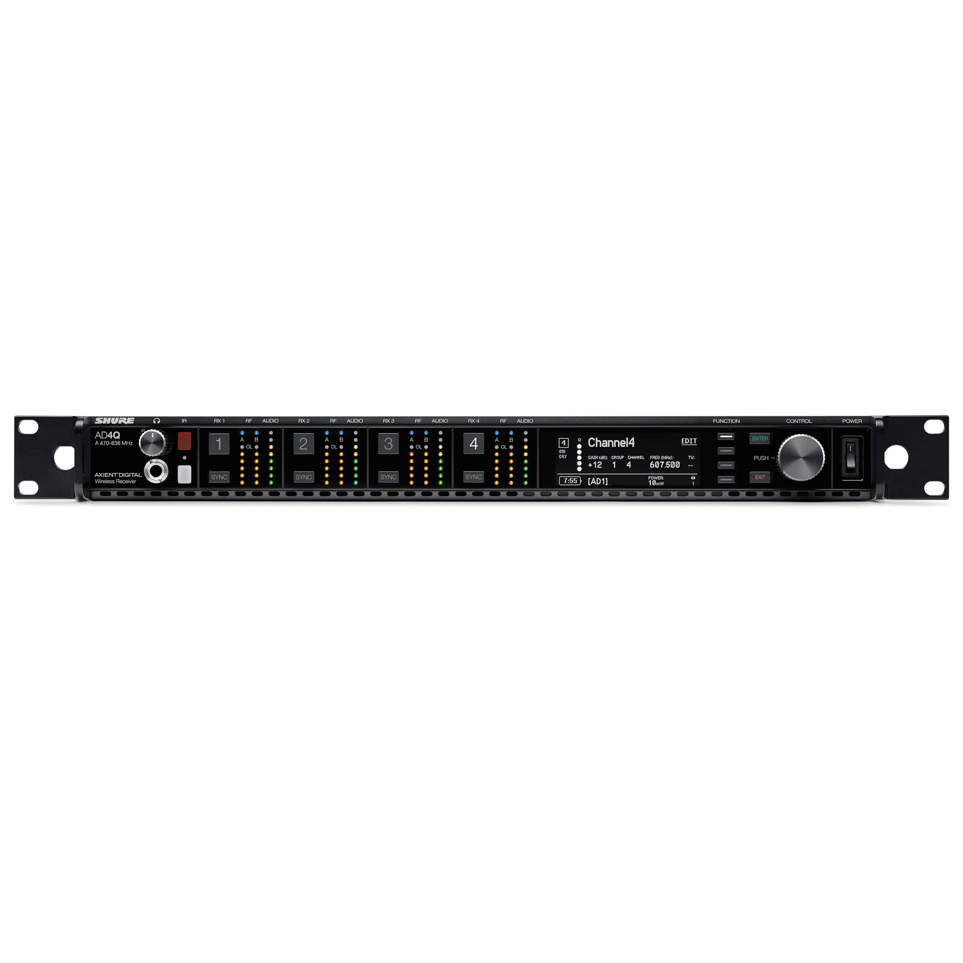 Shure AD4Q - Axient Four-Channel Digital Wireless Receiver, front