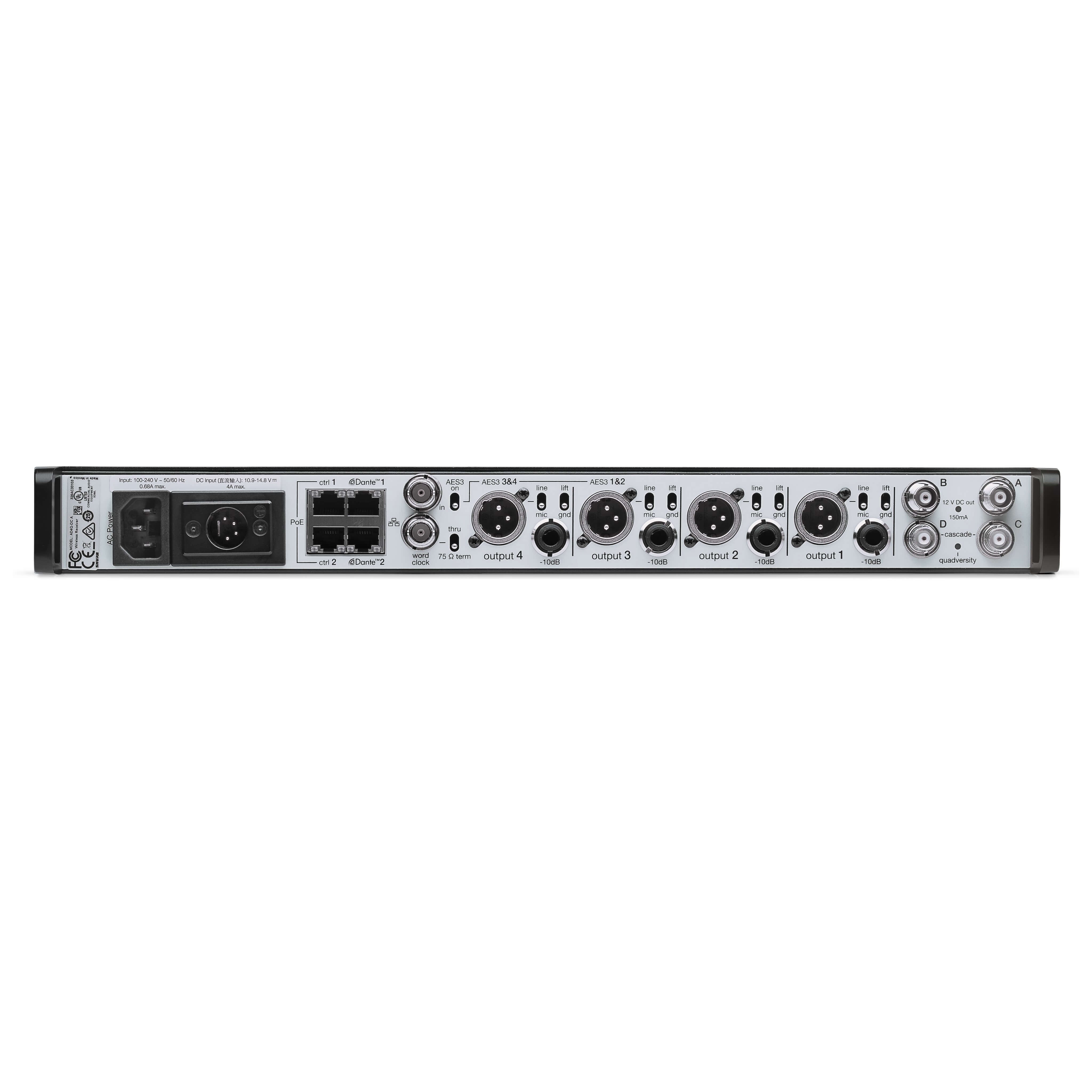 Shure AD4Q-DC - Axient Four-Channel Digital Wireless Receiver, rear