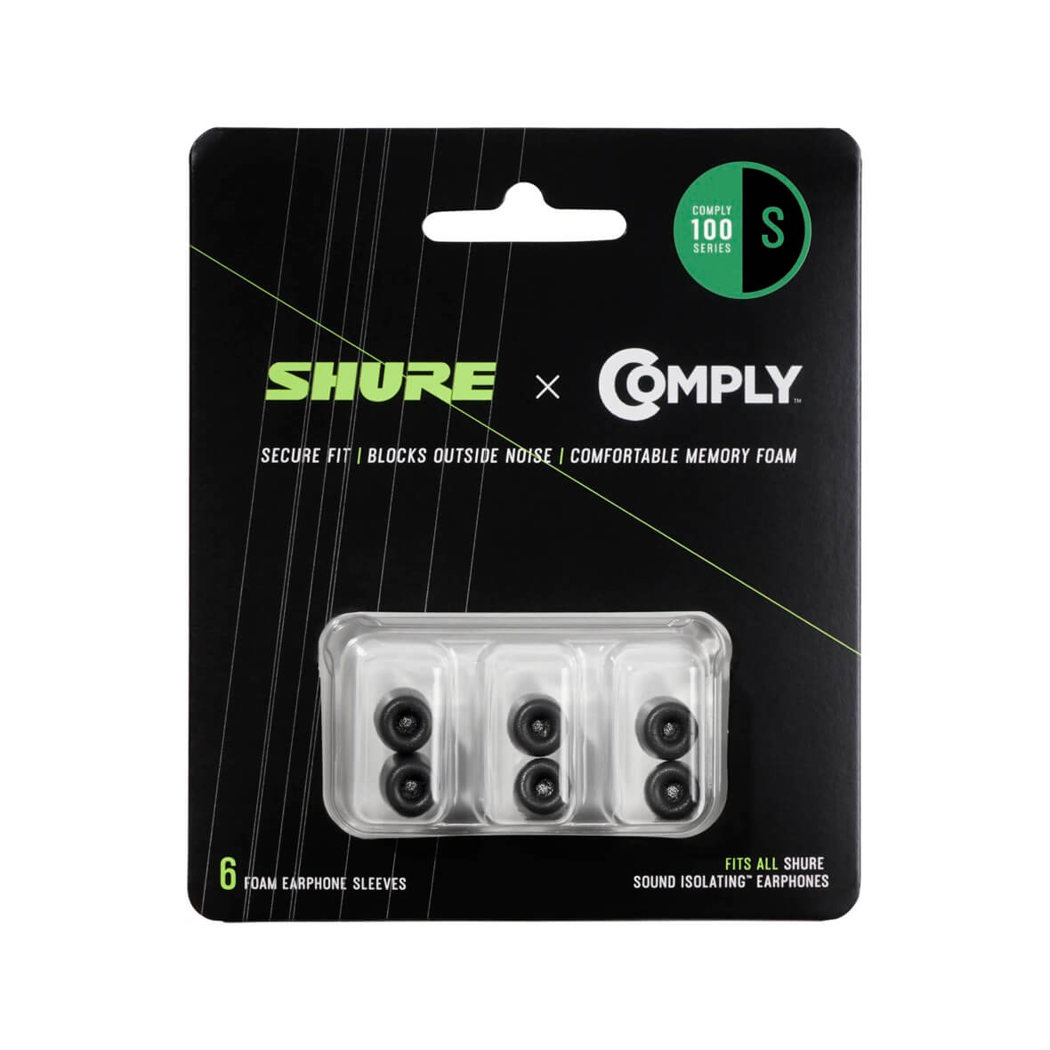 Shure EACYF1-6S - Comply (100 Series) Black Foam Sleeves
