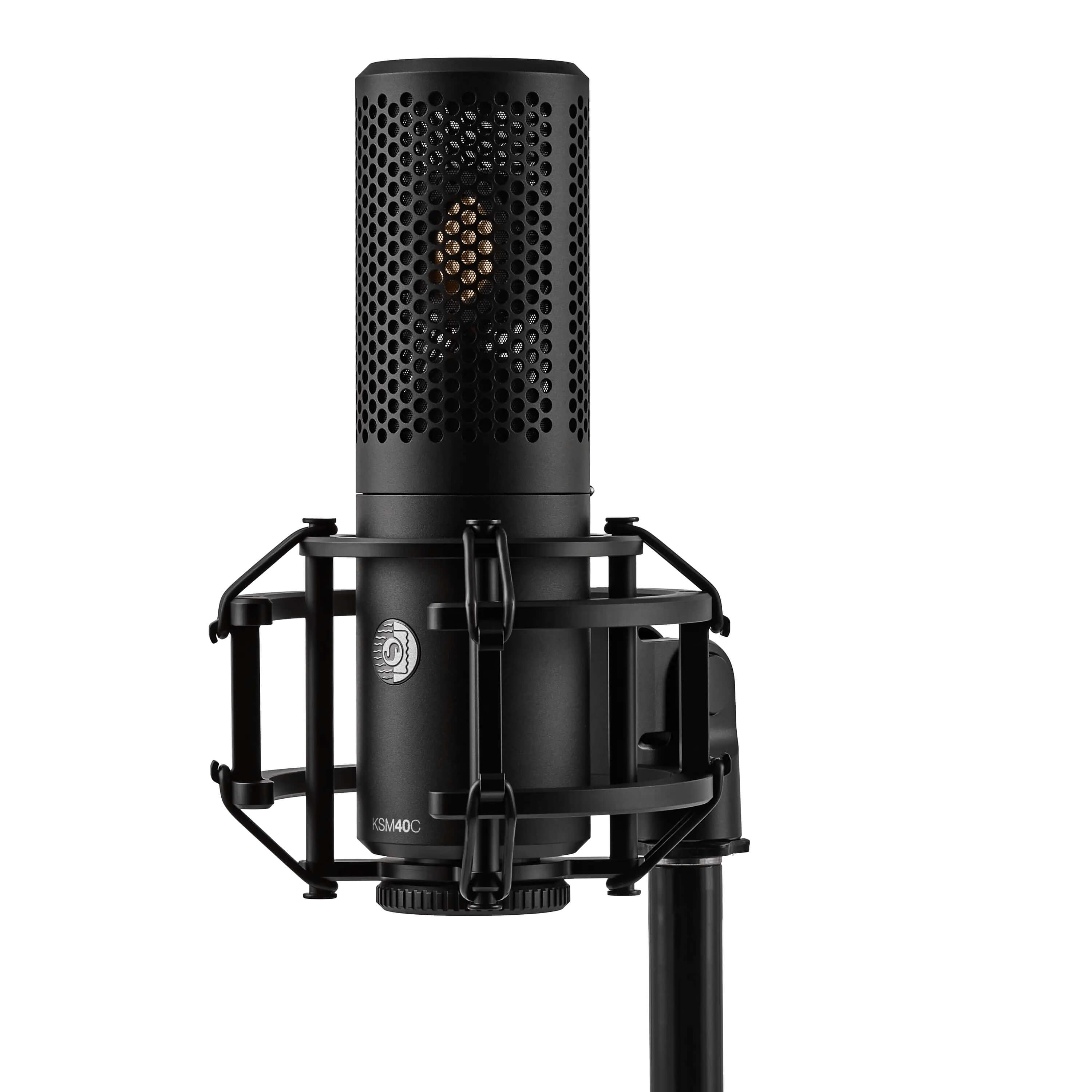 Shure KSM40C - Large Diaphragm Cardioid Condenser Microphone with shock mount, side