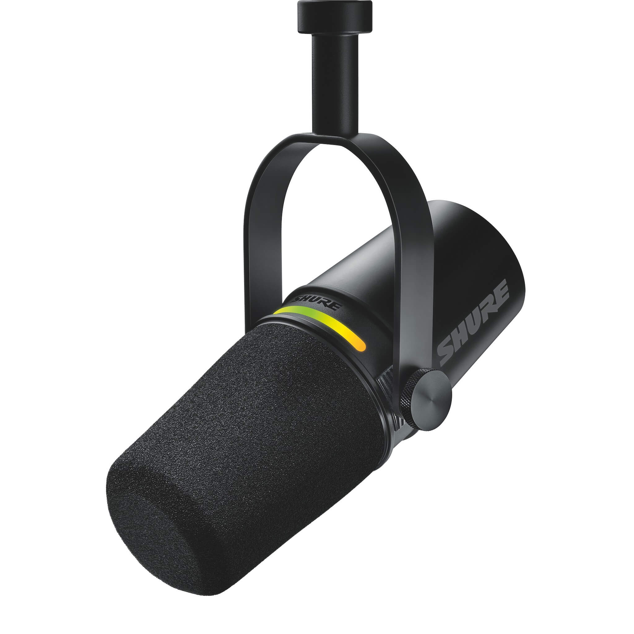 Shure MV7+-K - Podcast Microphone with USB and XLR Outputs, black angle