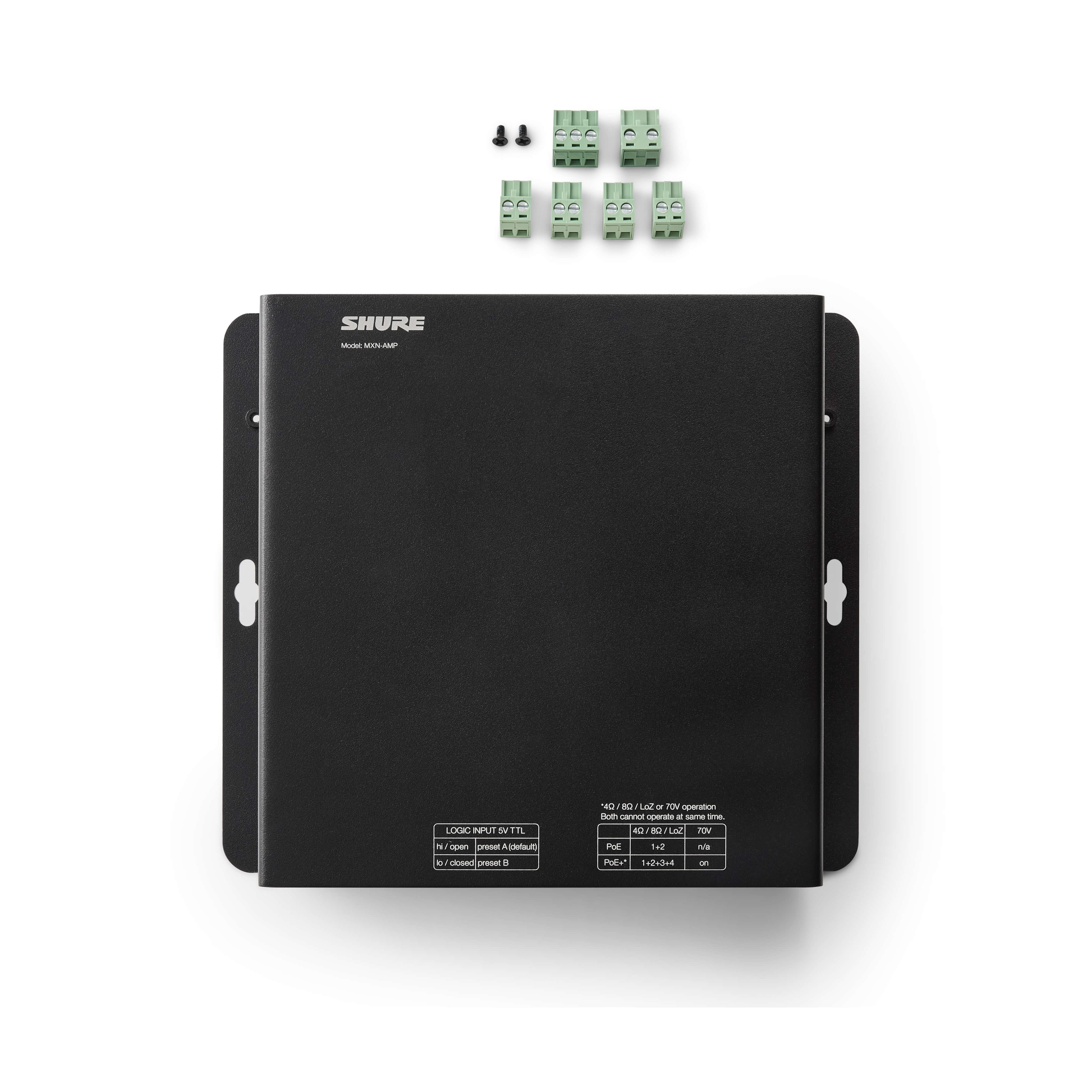 Shure MXN-AMP - Microflex Multichannel PoE+ Powered Amplifier, box contents
