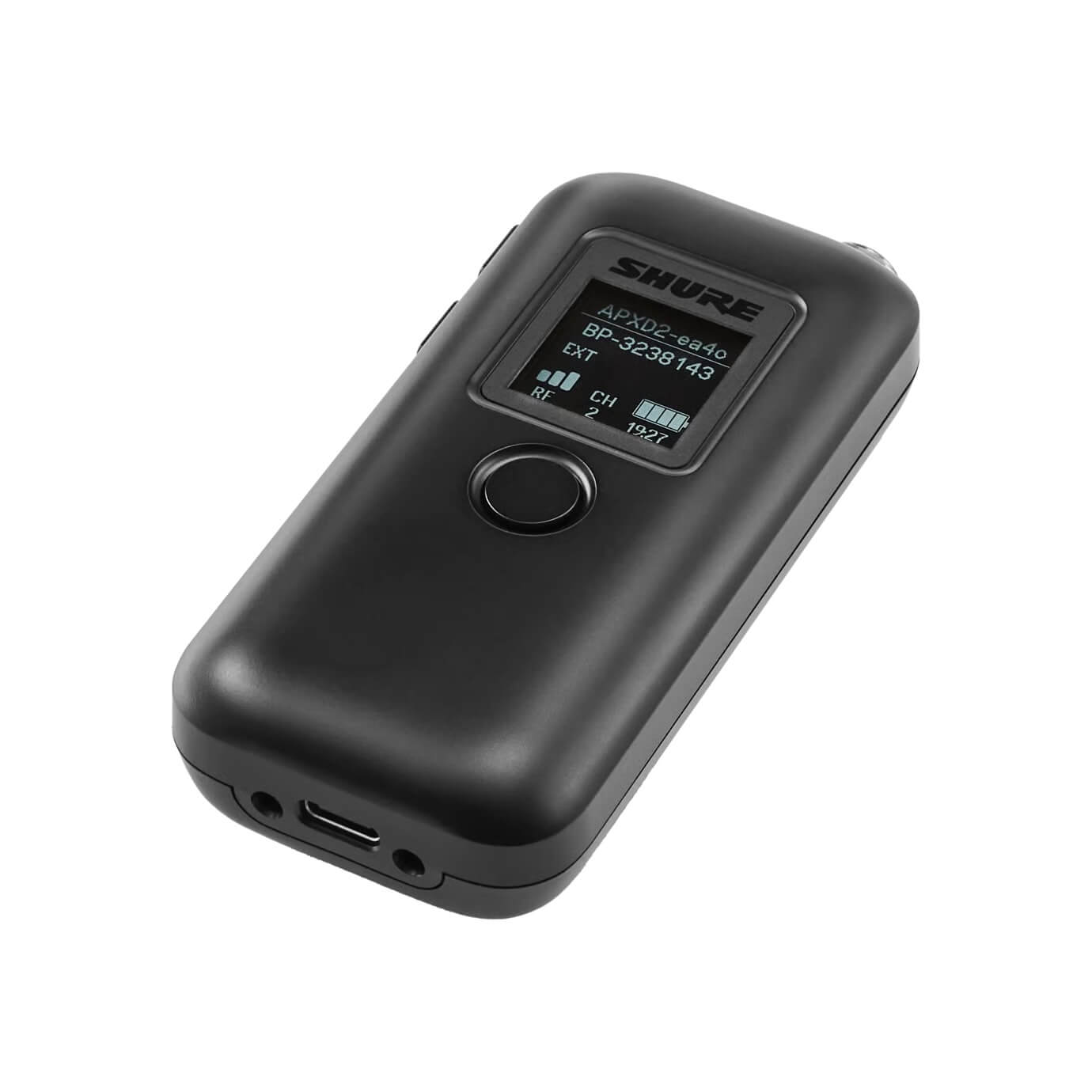 Shure MXW1X - Microflex Wireless neXt Hybrid Bodypack Transmitter, angle