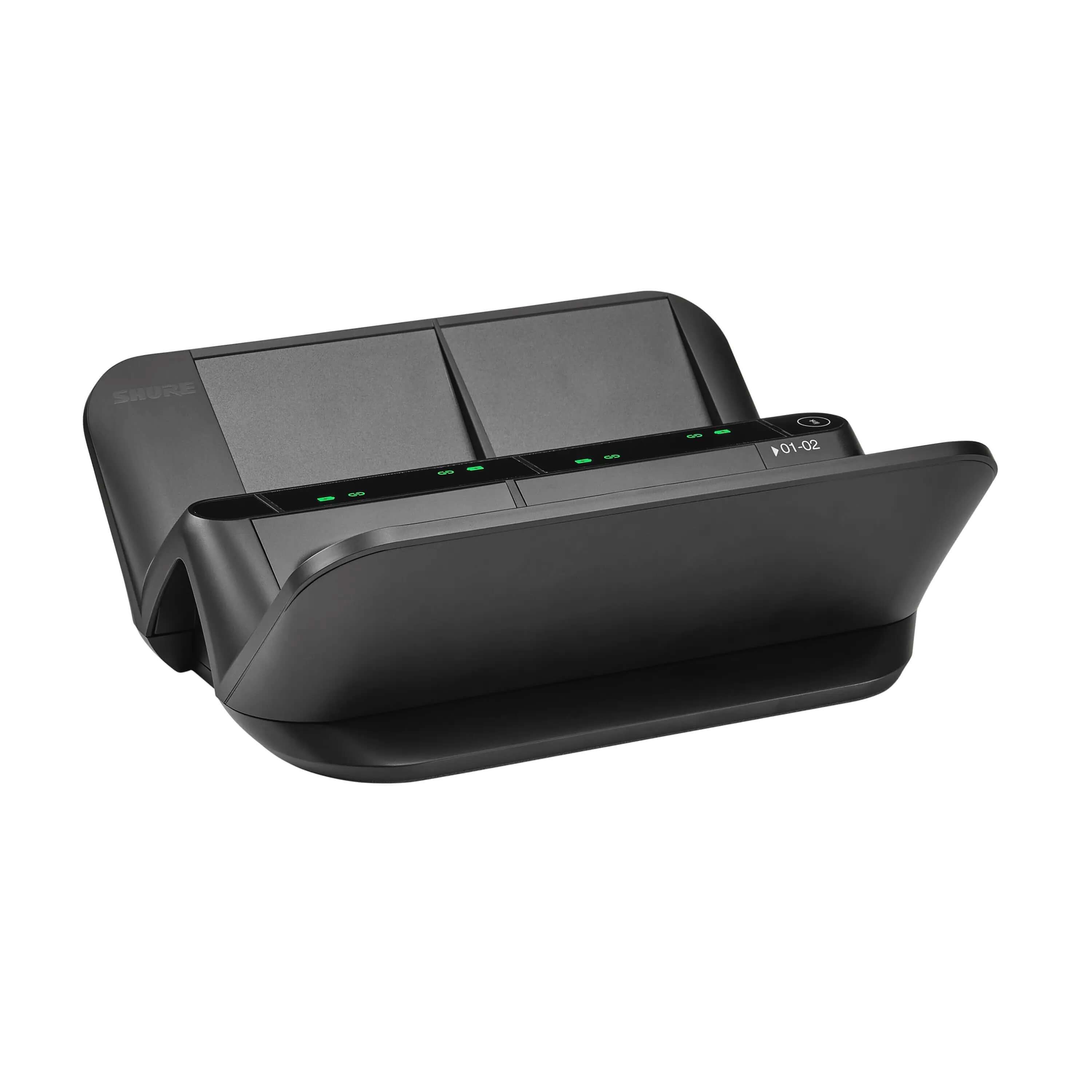 Shure MXWNDX4G - Microflex 4-port neXt Networked Charging Station, angle