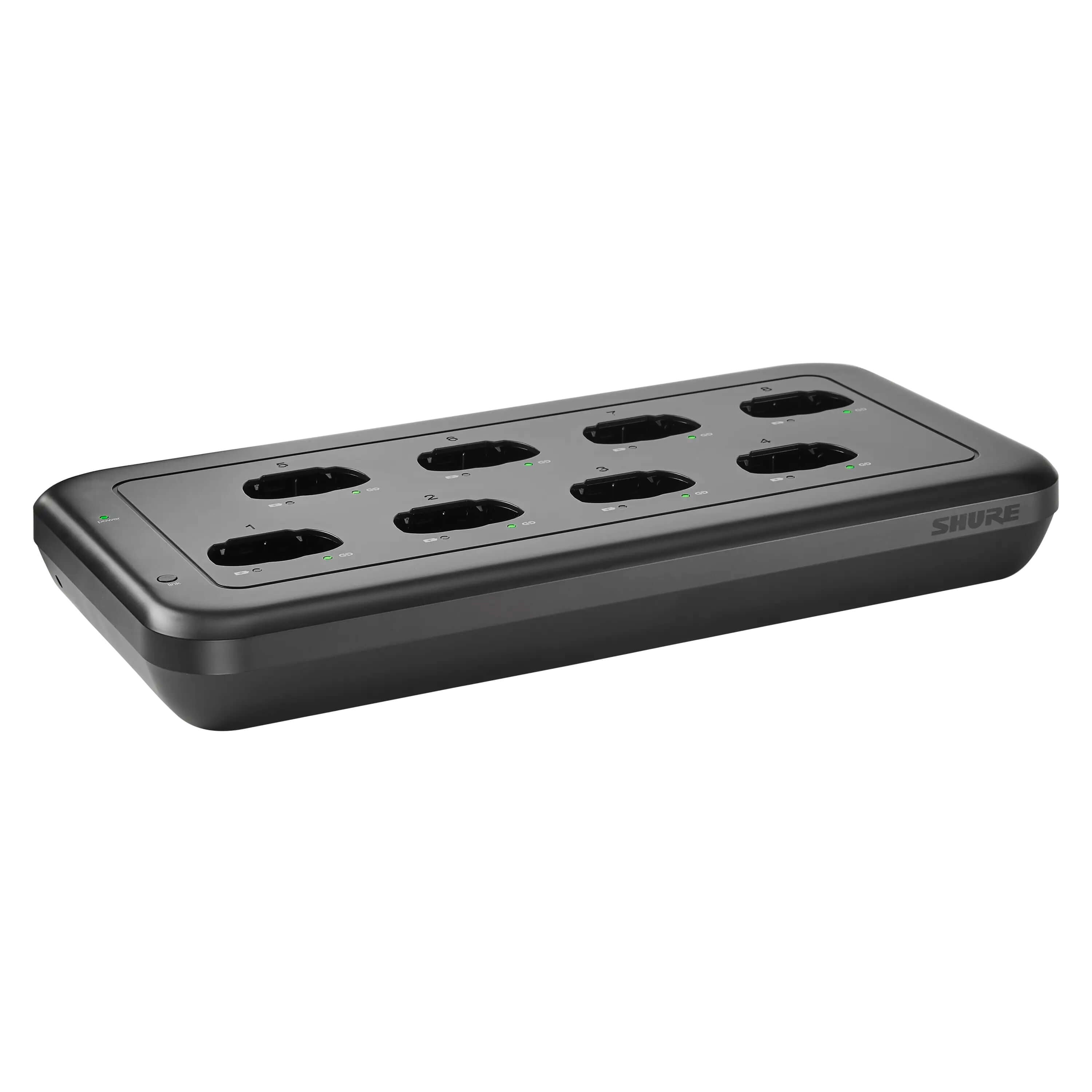 Shure MXWNDXG8 - Microflex neXt 8-Port Networked Charging Station, angle