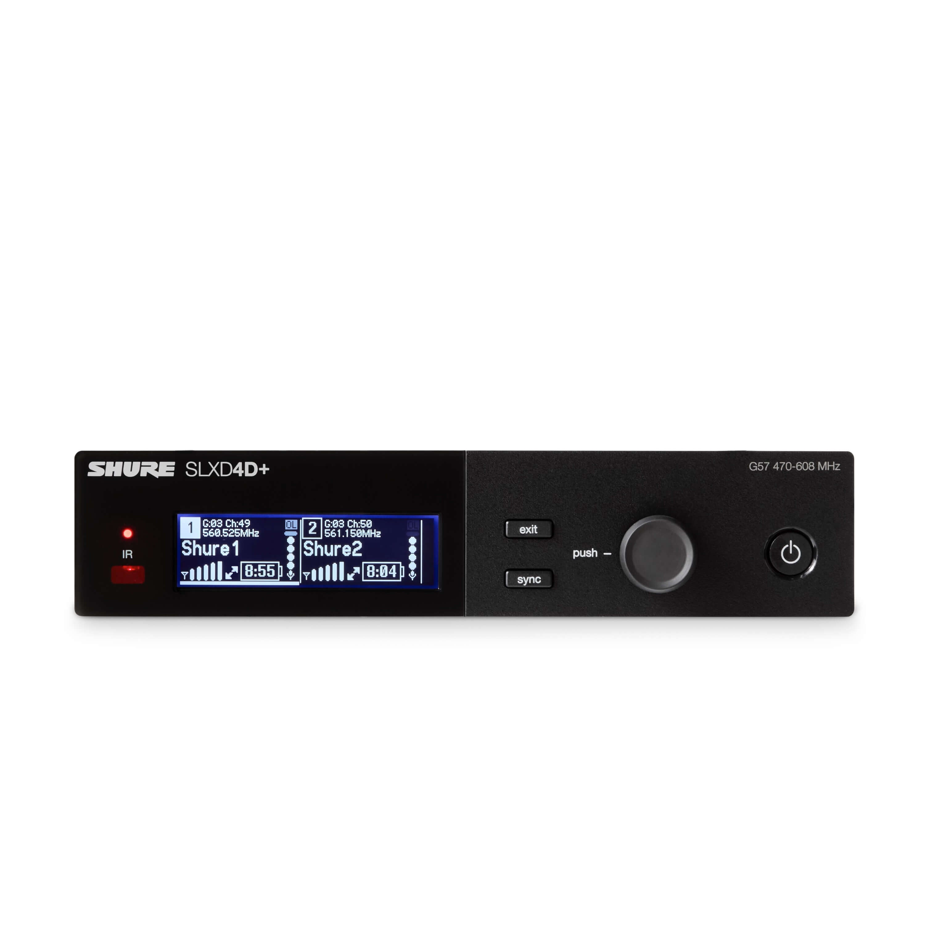 Shure SLXD4D+ Dual-Channel Digital Wireless Receiver, shown with no antennas