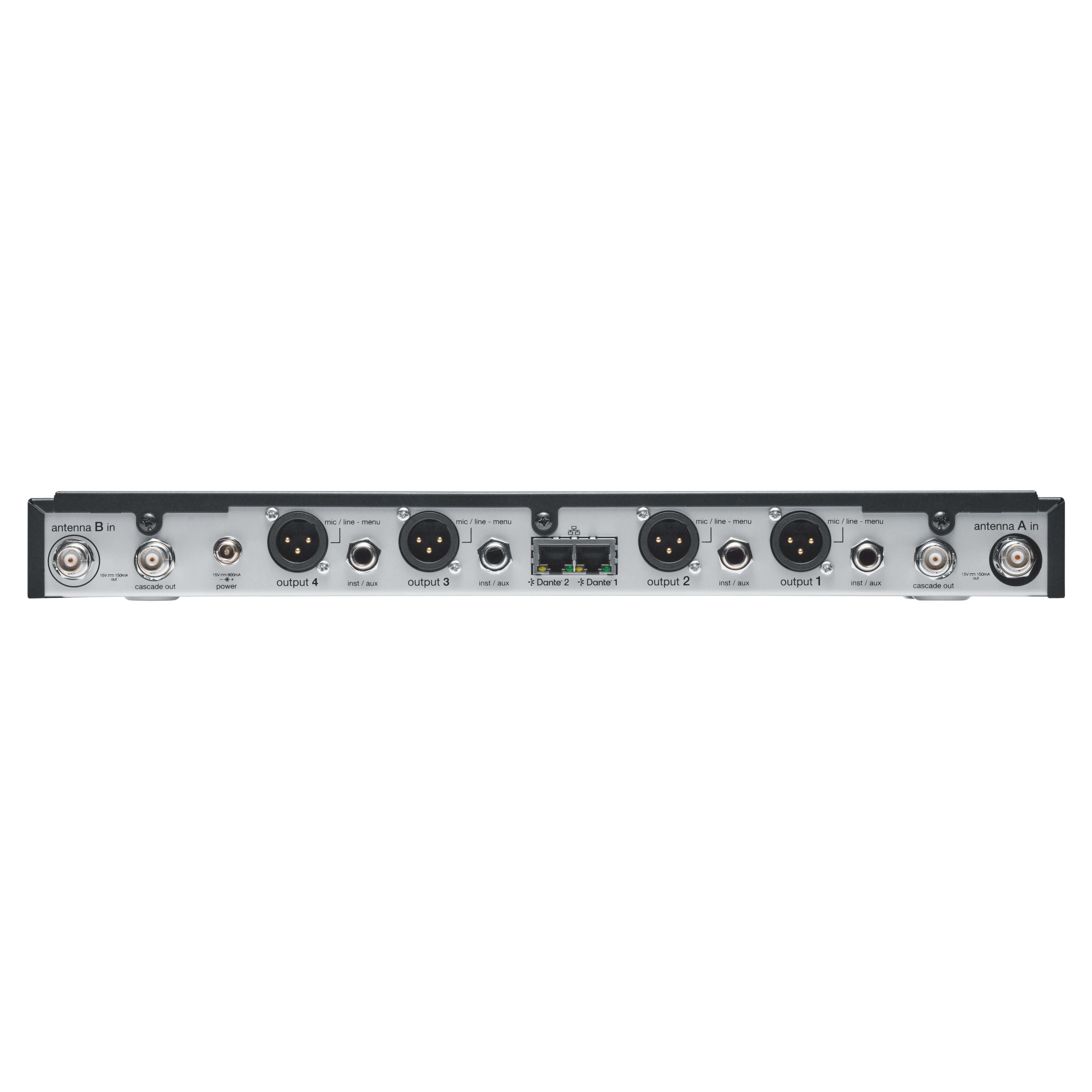 Shure SLXD4QDAN+ Quad Channel Digital Wireless Receiver with Dante, rear