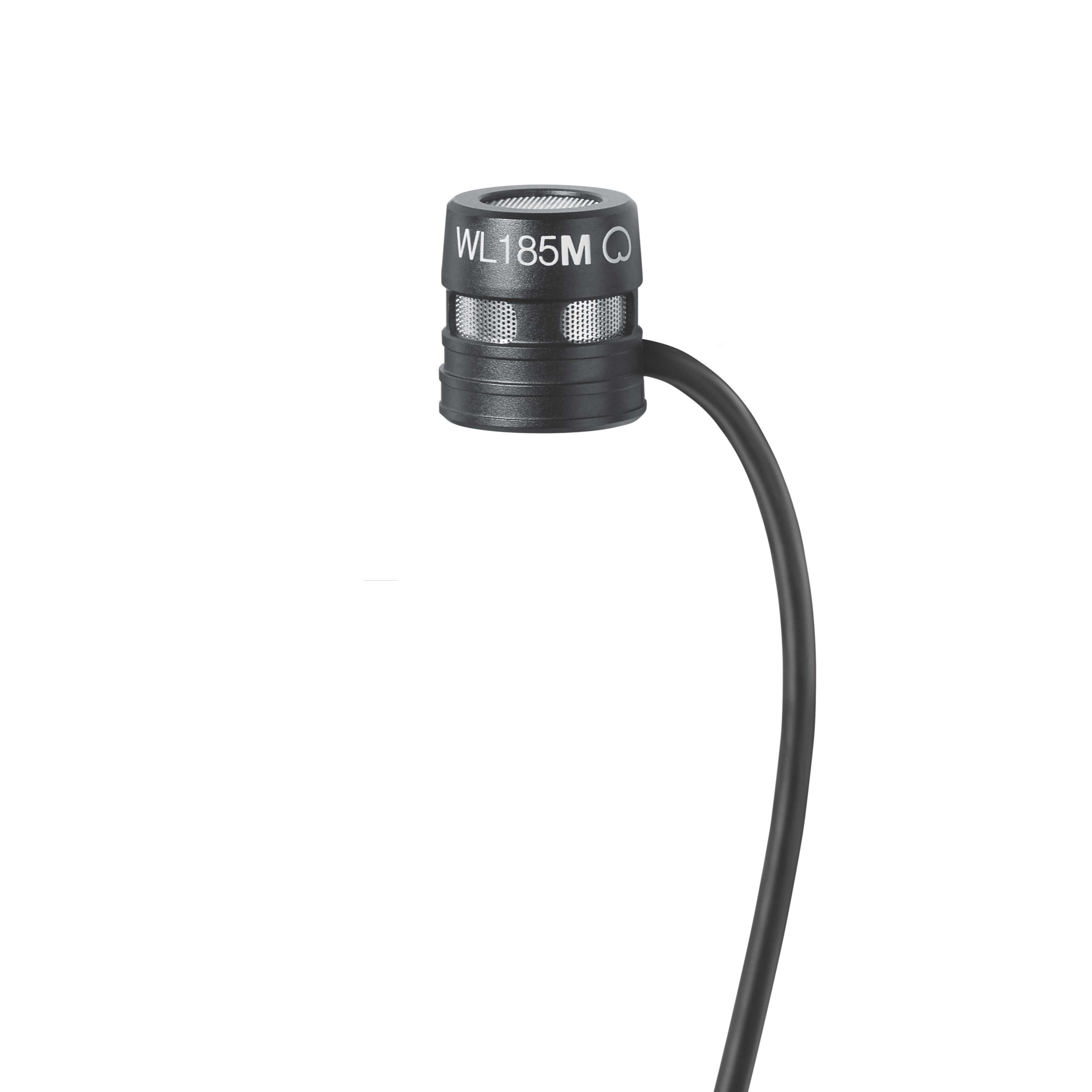 Shure WL185m low-profile cardioid lavalier microphone, black curved cable