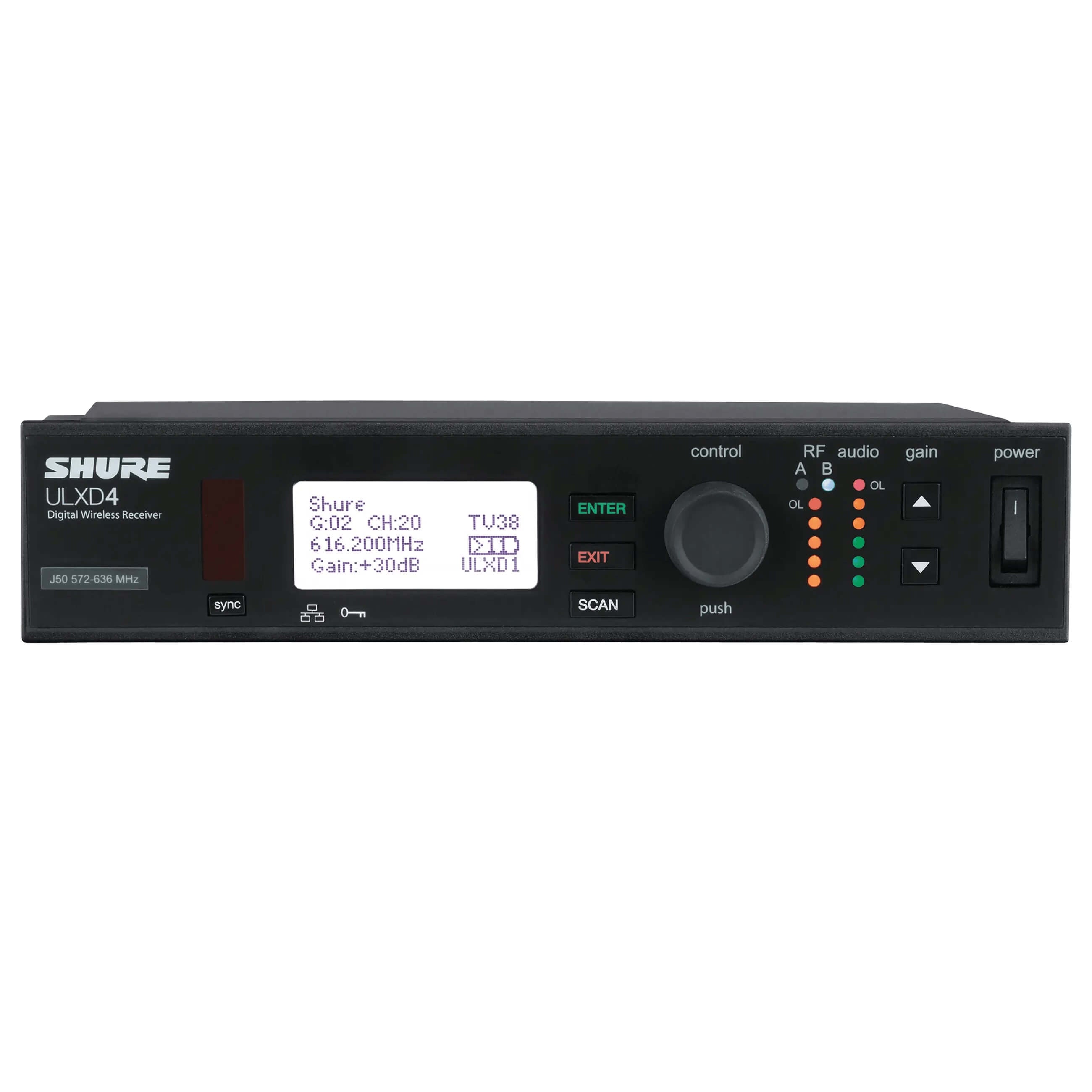Shure ULXD4 - Digital Wireless Receiver for ULX-D Systems, front