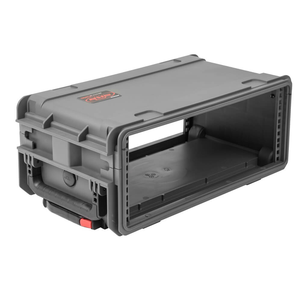 SKB Cases 3i-4U11G-W - 4U Injection Molded Carry-On Rack Case, angle empty