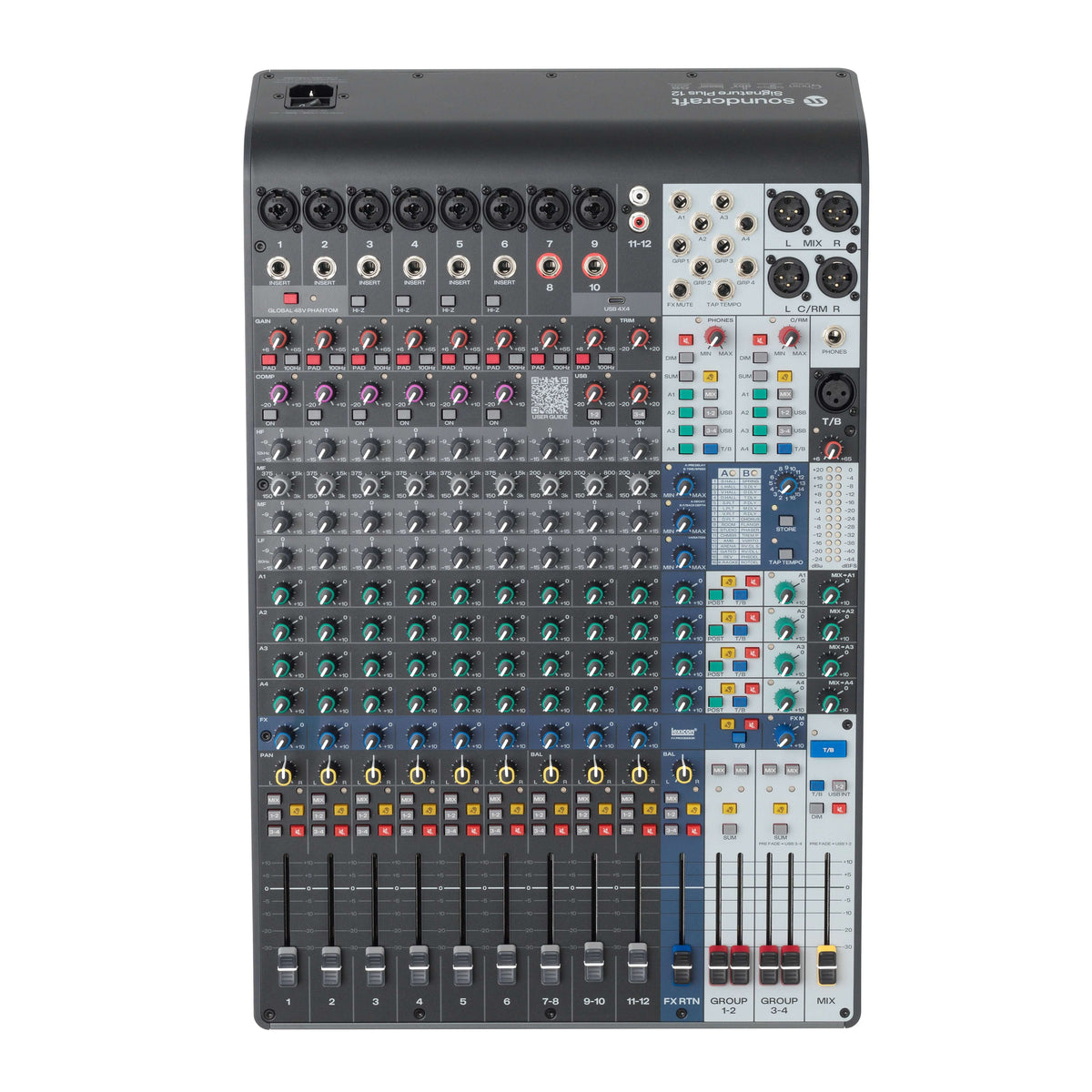 Soundcraft Signature Plus 12 - 12-Ch Analog Mixer with Lexicon FX, top