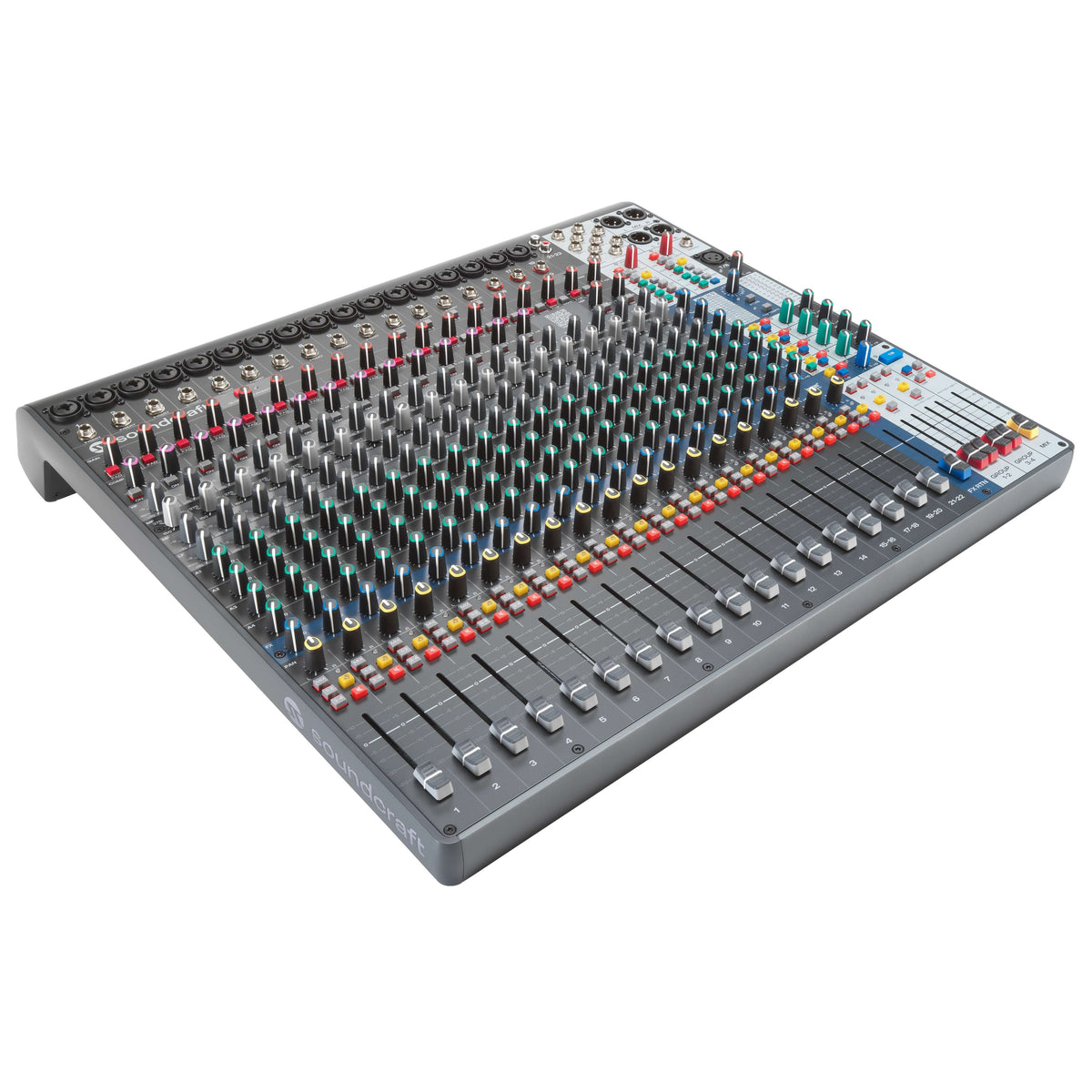 Soundcraft Signature Plus 22 - 22-Ch Analog Mixer with Lexicon FX, angled right