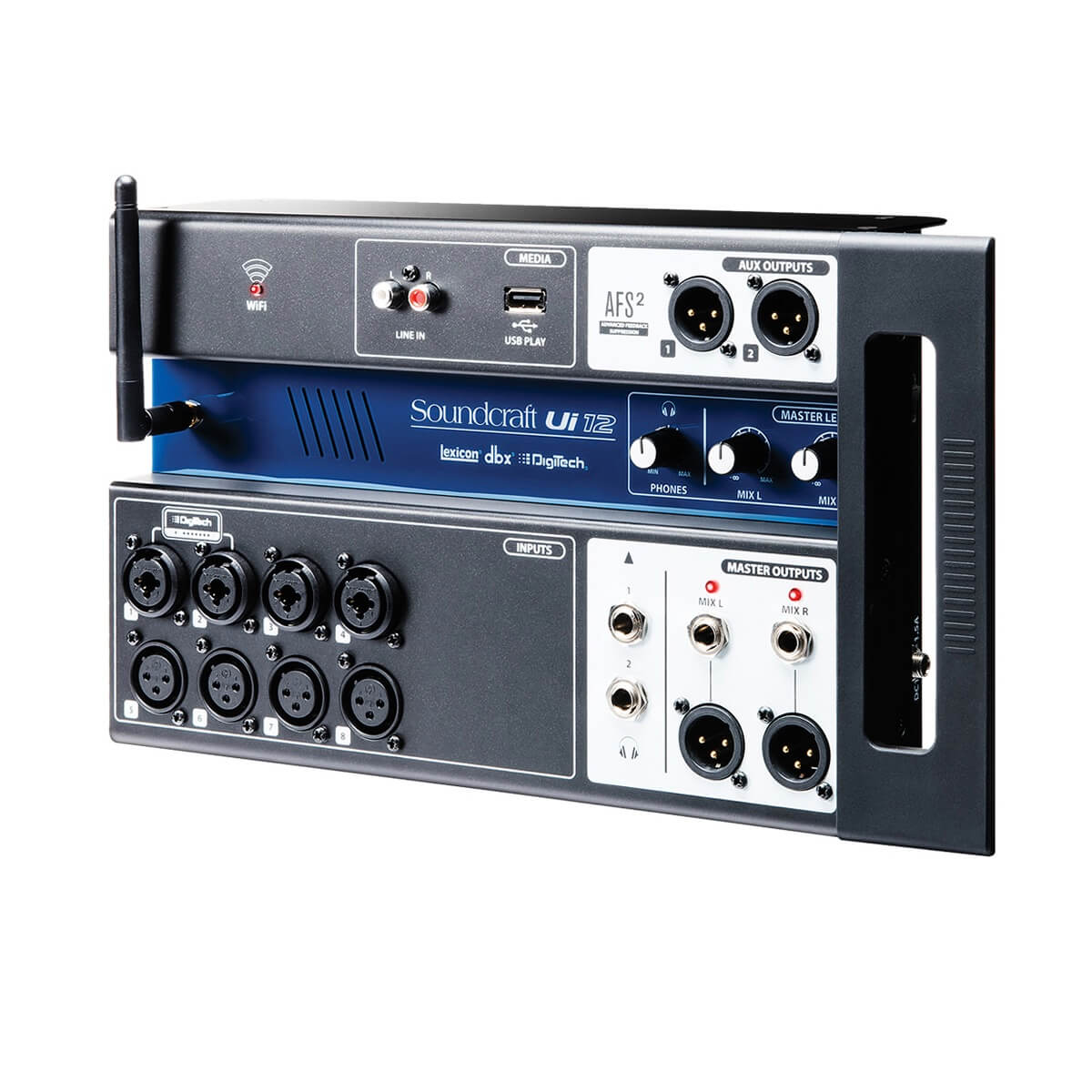 Soundcraft Ui-12 - 12-channel Digital Mixer with Wireless Control, angle