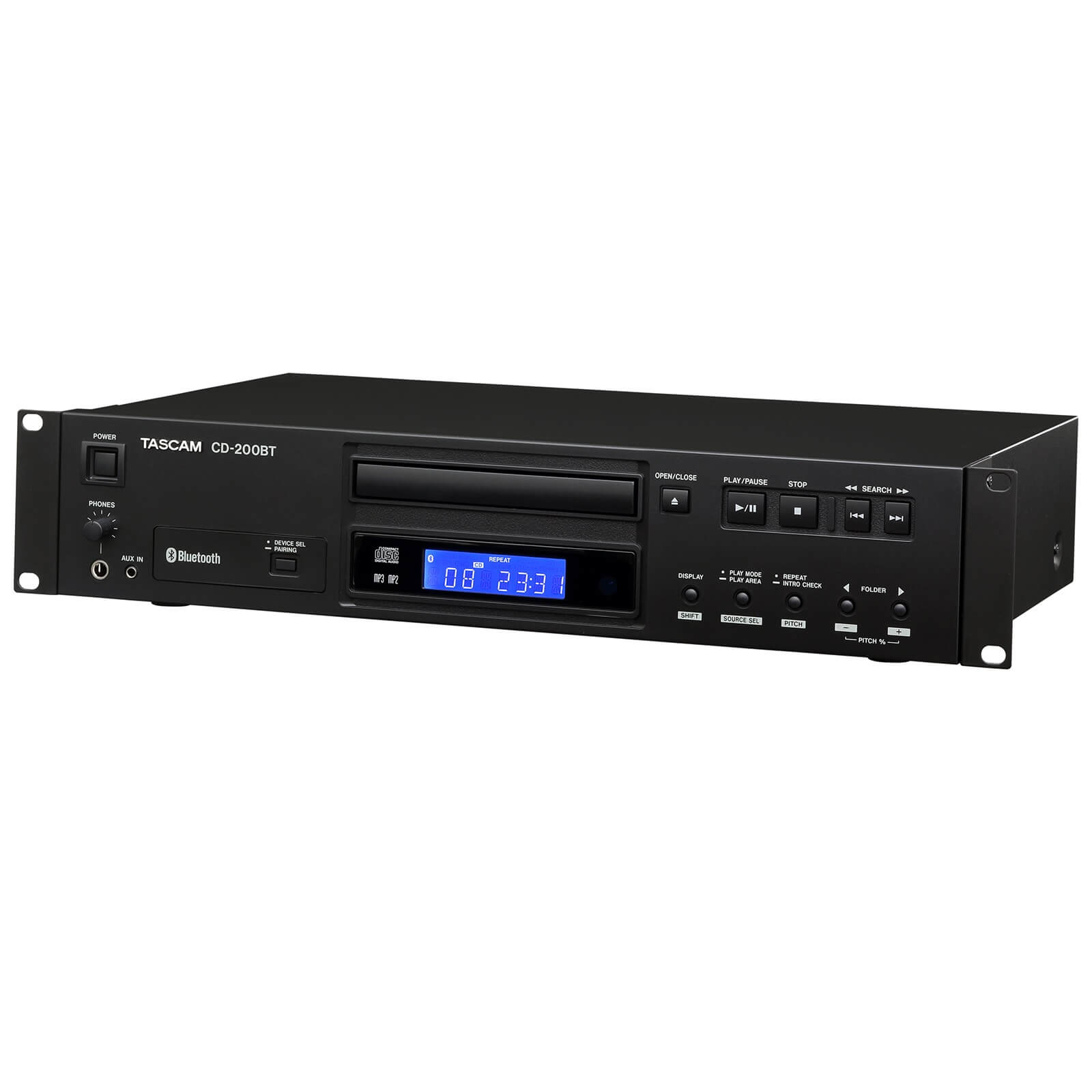 Tascam CD-200BT - Professional CD Player with Bluetooth Receiver, angled left