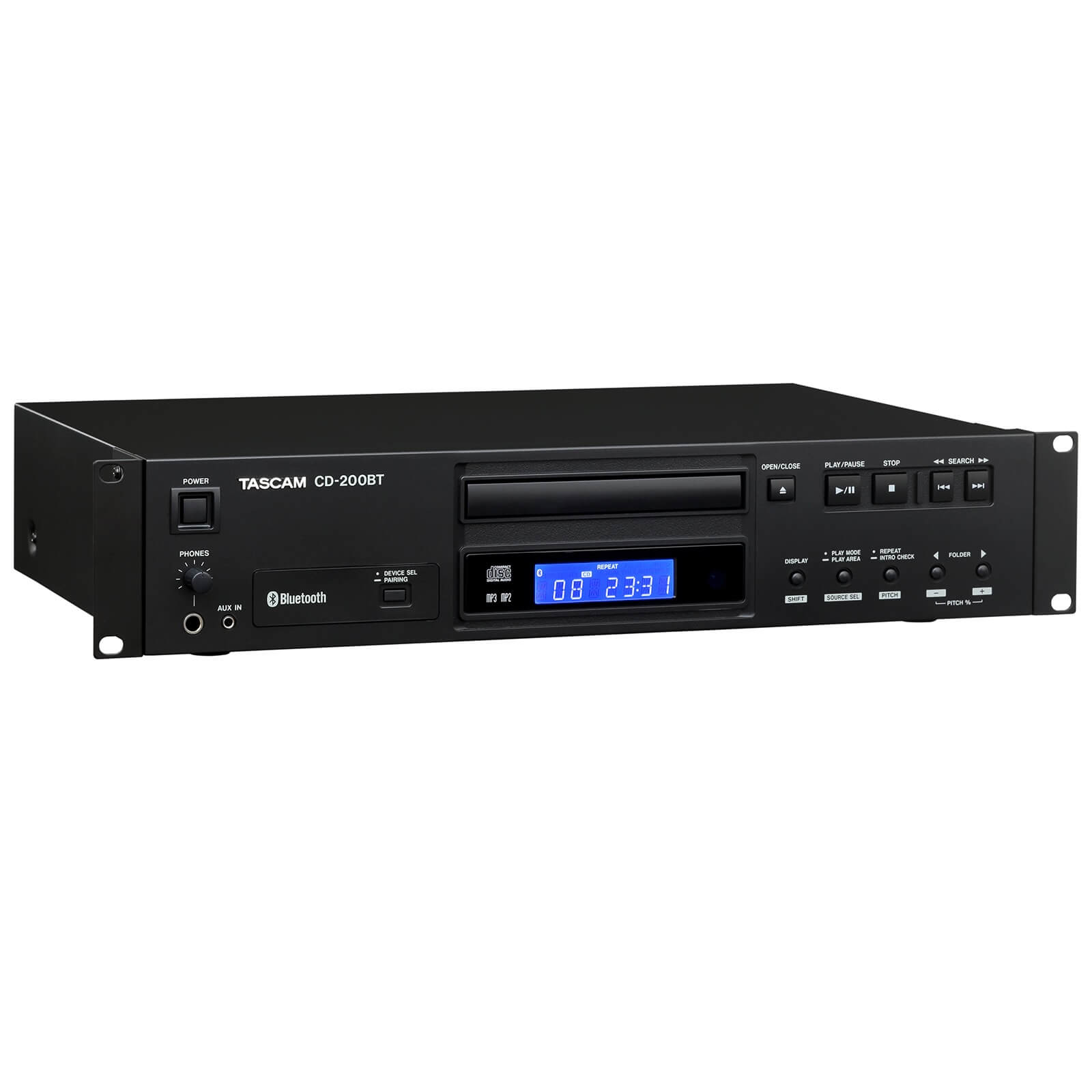 Tascam CD-200BT - Professional CD Player with Bluetooth Receiver, angled right